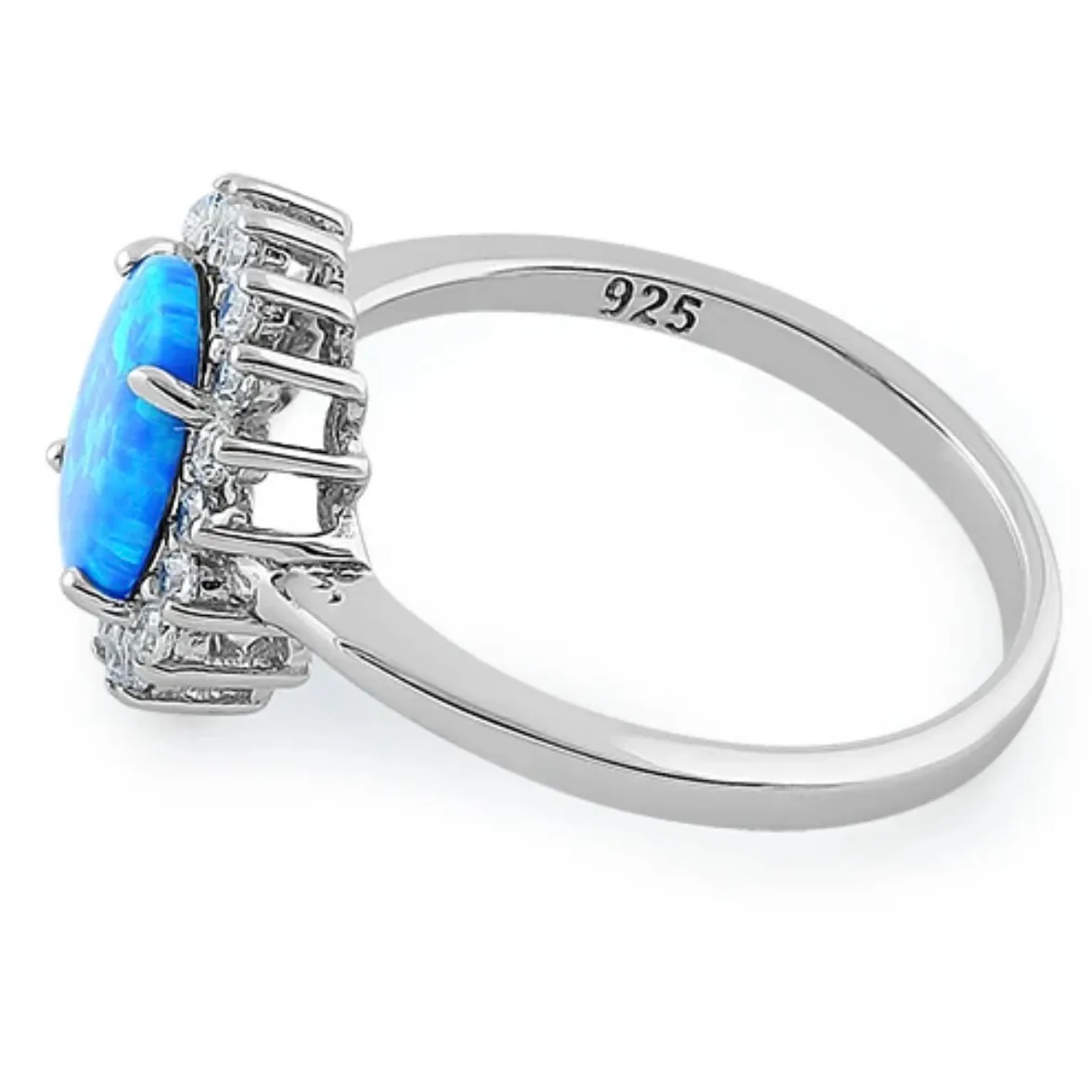 SIZE 7 925  Oval Blue Lab Opal CZ Ring - Image 3