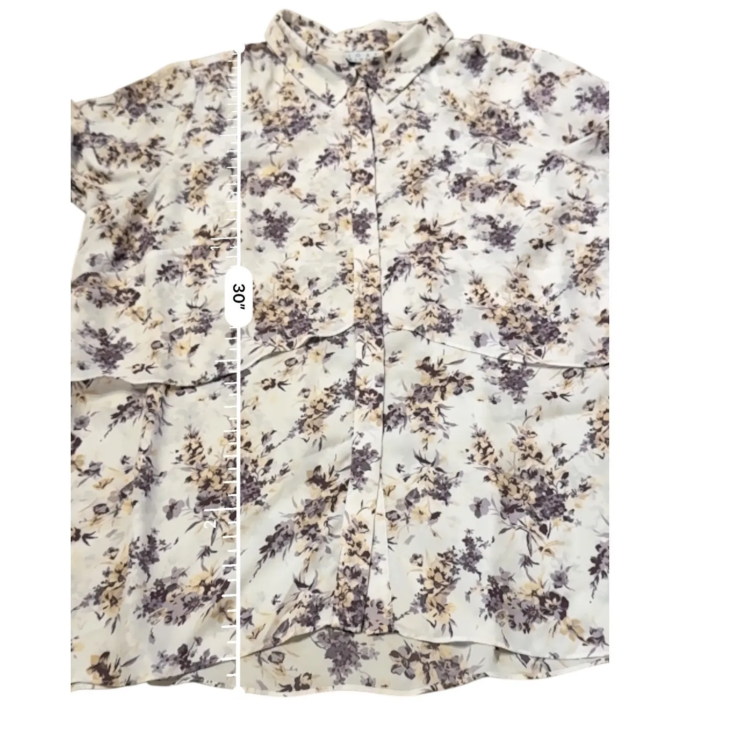 Joan Rivers Floral Chiffon Blouse Women's 1X Purple White Long Sleeve Layered - Image 7