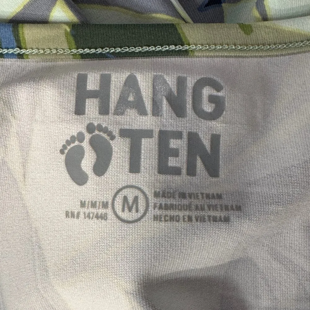 Hang Ten Medium Rashguard Swim Top UPF 50+ Quick-Dry Long Sleeve Leaf Print Crew - Image 7