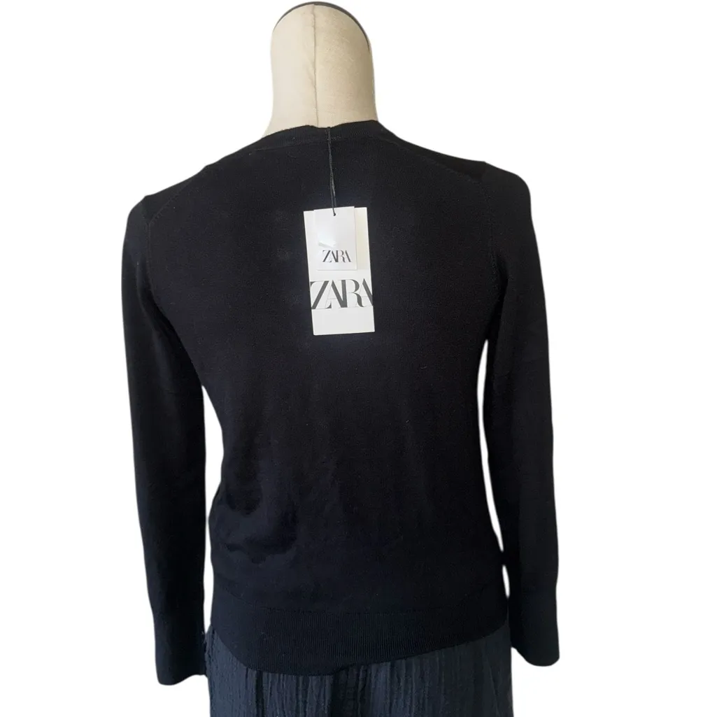 NWT Zara Black Knit Cardigan with Gold Buttons - Image 6