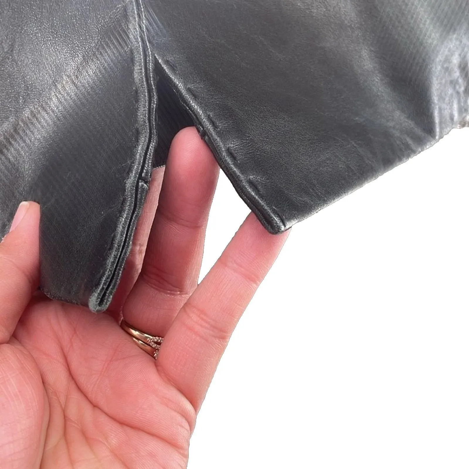 Vintage Mossimo Womens‎ Blazer Jacket Size Small Leather Baddie Grunge Edgy Punk Black - Image 6