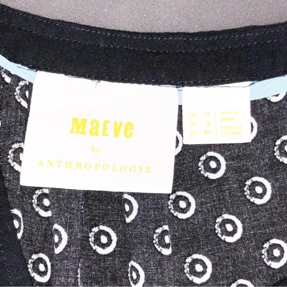 Maeve Anthropologie Black White Shell Tank Top Circle Dot Pattern Size 8 - Image 2