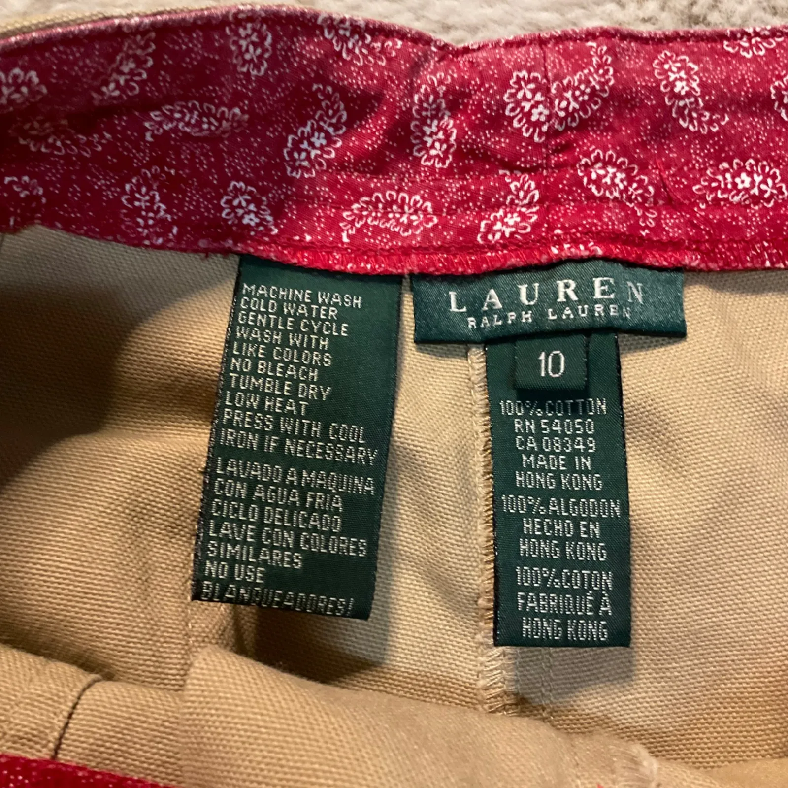 Lauren Ralph Lauren Pants Size 10 Cotton Khaki Waist Tie Tan Casual Womens Pockt - Image 7
