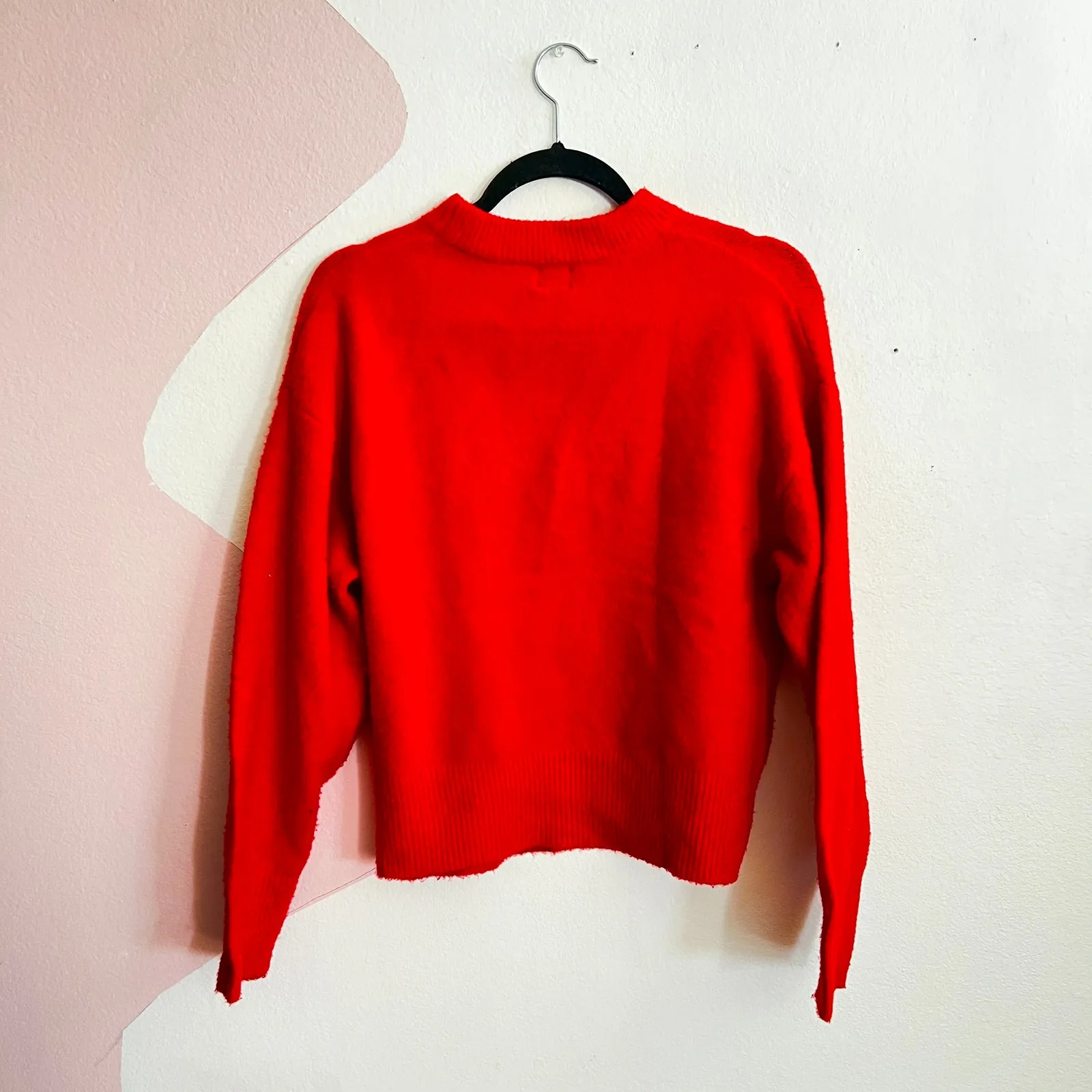 Red Fuzzy Sweater Weather Pullover Soft Cozy Winter Aesthetic Classic XS - Image 2