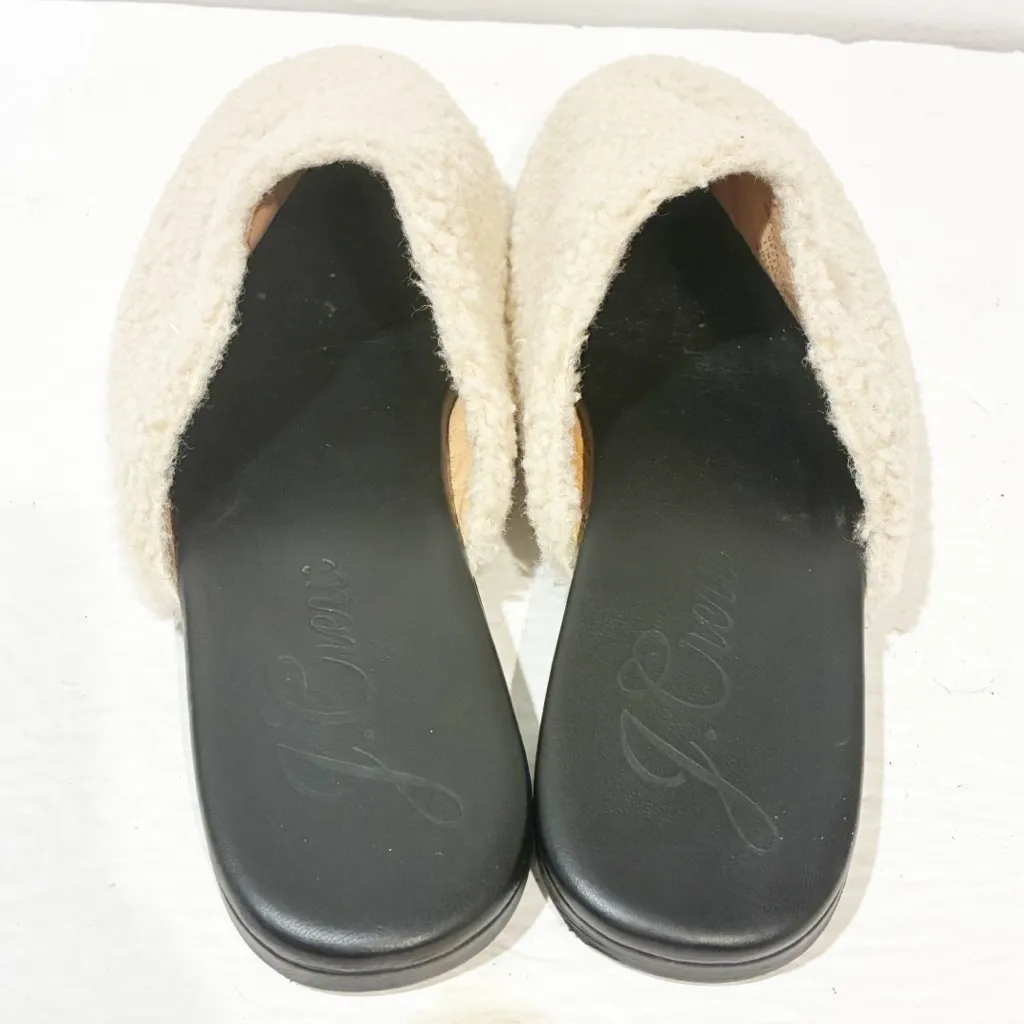 J‎ Crew Cream Sherpa Fleece Mules Slip On Shoe Size 12 - Image 4