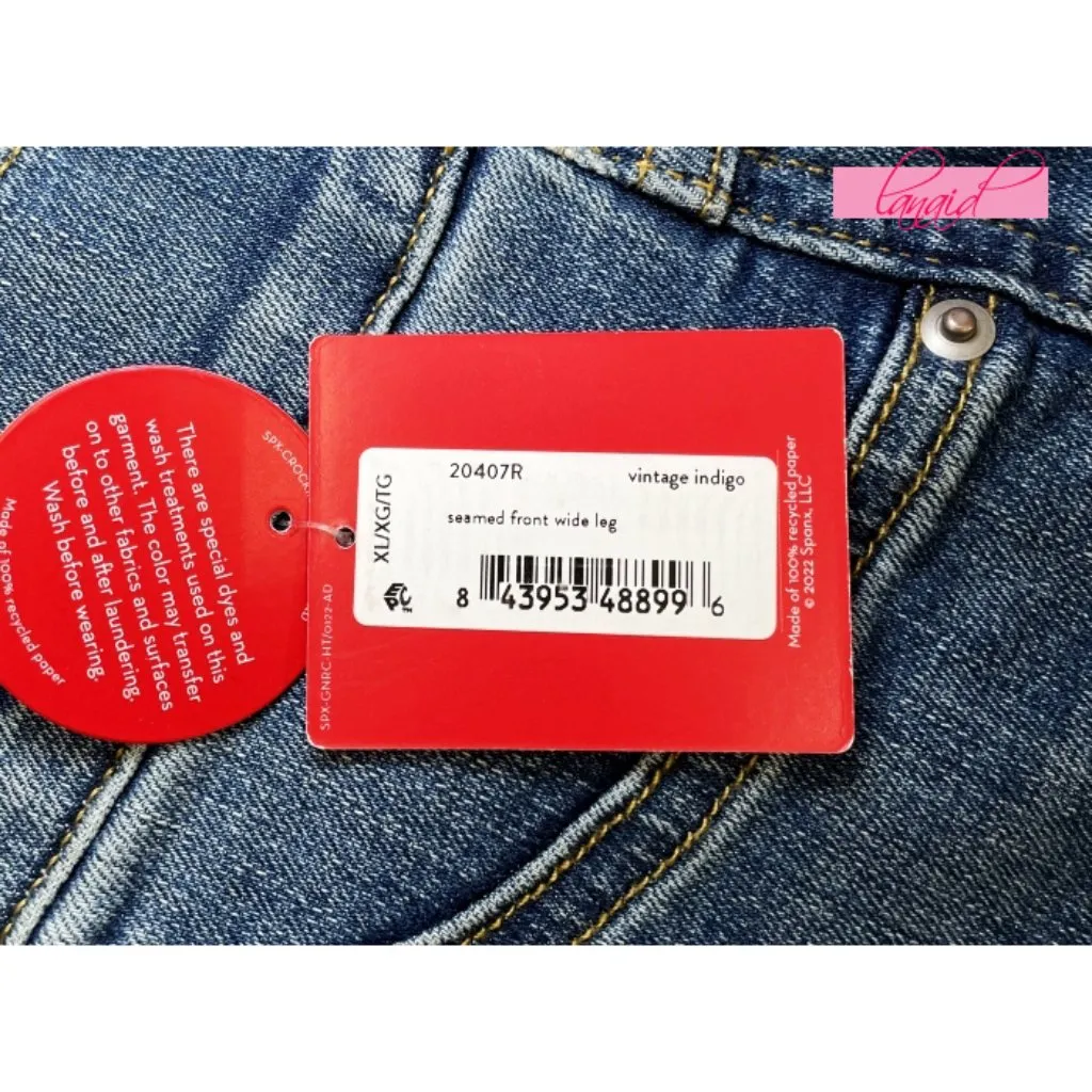 Spanx Seamed Front Wide Leg Jeans Vintage Indigo High-Rise Waist Shapewear Denim - Image 10