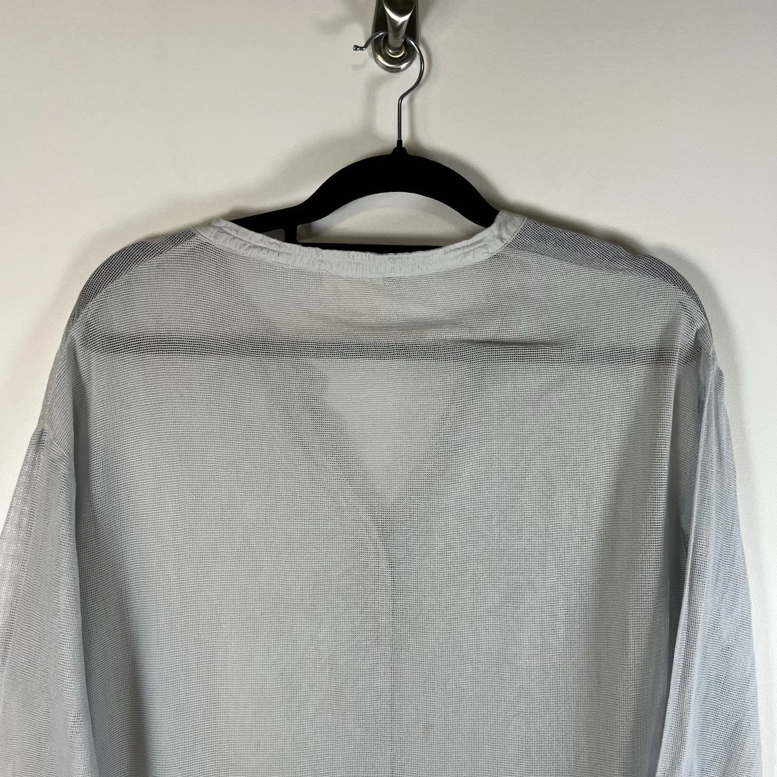 Anthropologie Meadow Rue Mesh Lace Embroidered‎ Shirt Top Sz L Cottagecore Blue Size L - Image 10