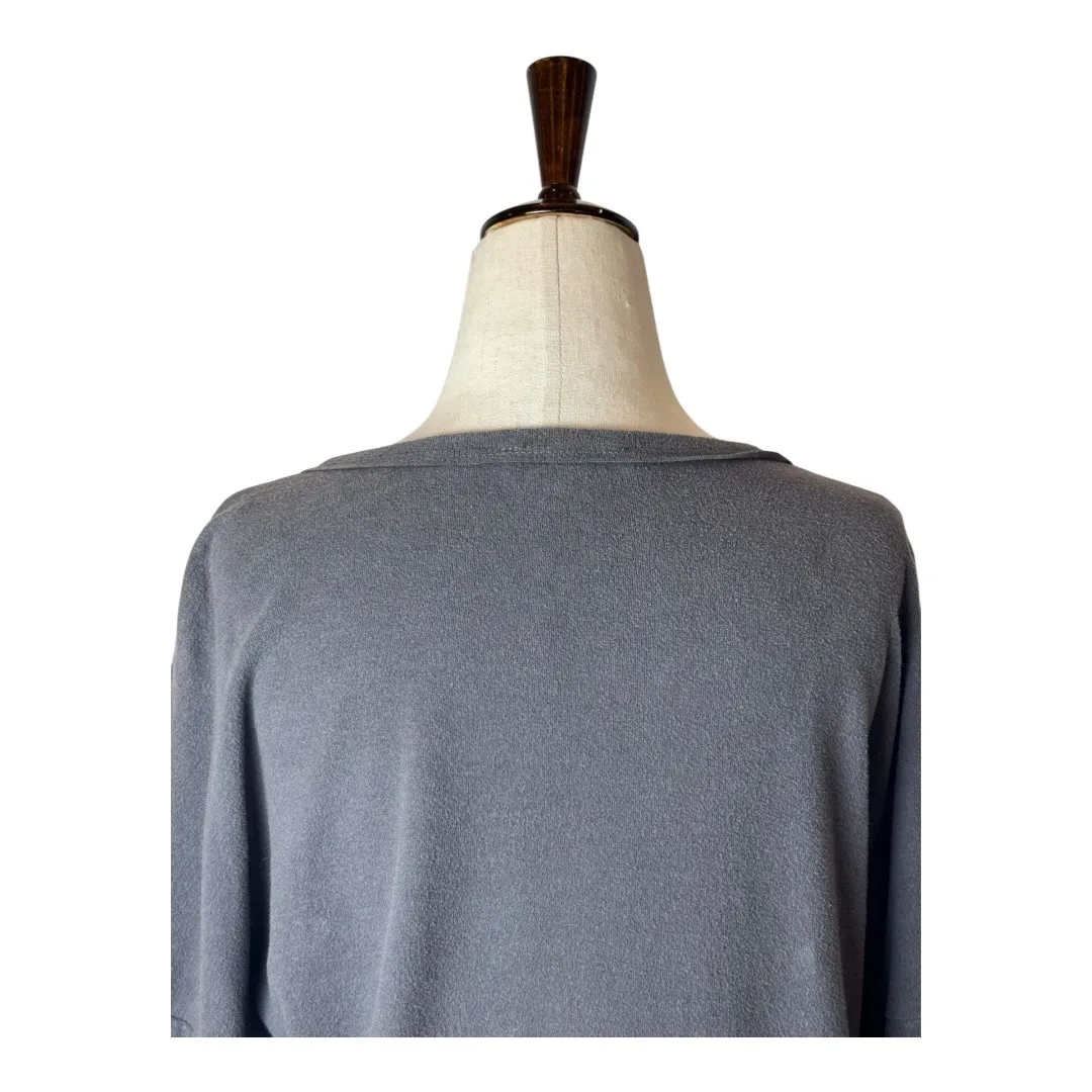 Andree Shirt Women‎ Small Gray Floral Embroidered Fleece Pullover Boho Cottage - Image 3