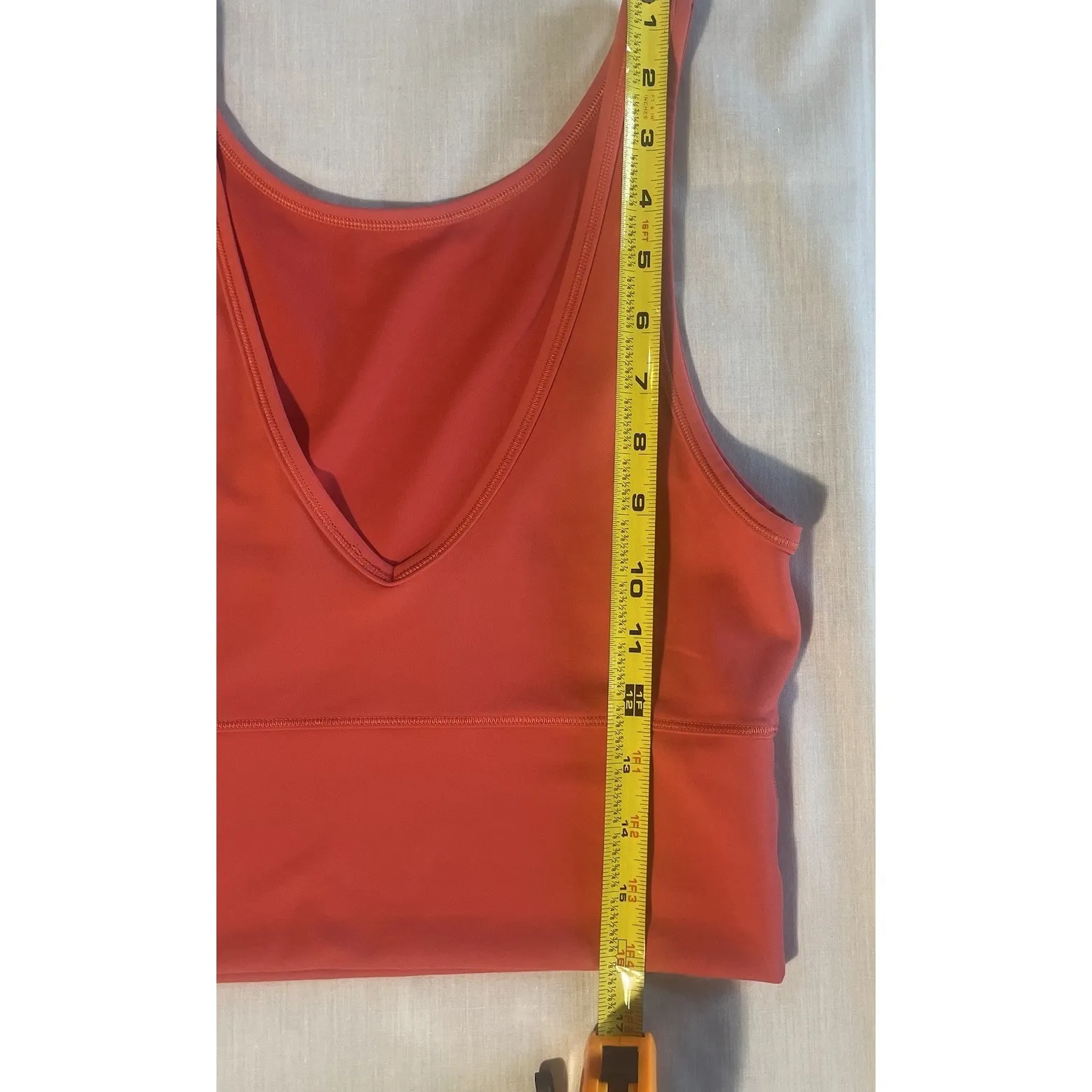 Lululemon Orange Built‎ In Bra Tank Top V Neck Activewear Crop Size 4 Or 6 - Image 5