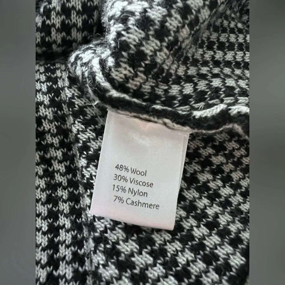 Bartolini Italy Wool Cashmere blend Long Sleeve Knit cardigan blazer houndstooth Black Size L - Image 3