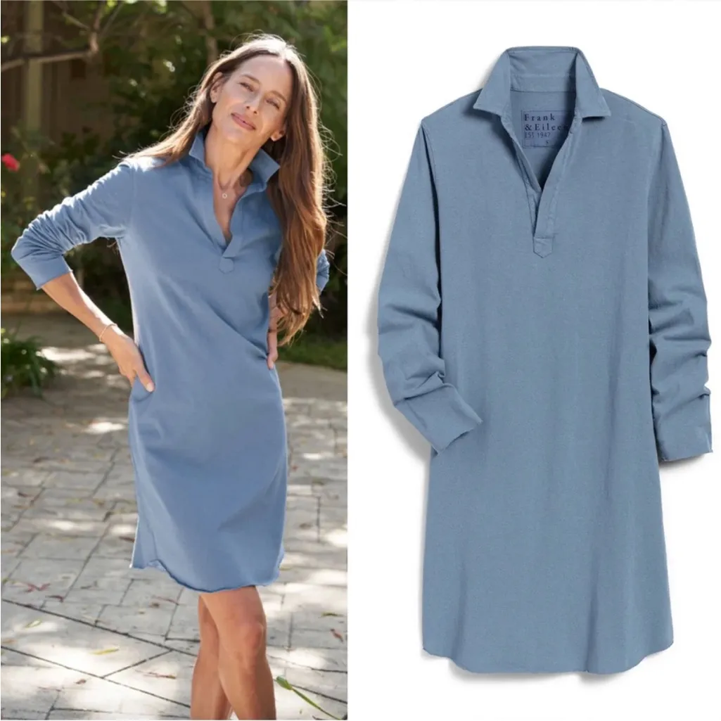 Frank & Eileen NICOLE Popover Henley Dress HERITAGE JERSEY Size XS Hydrangea - Image 15