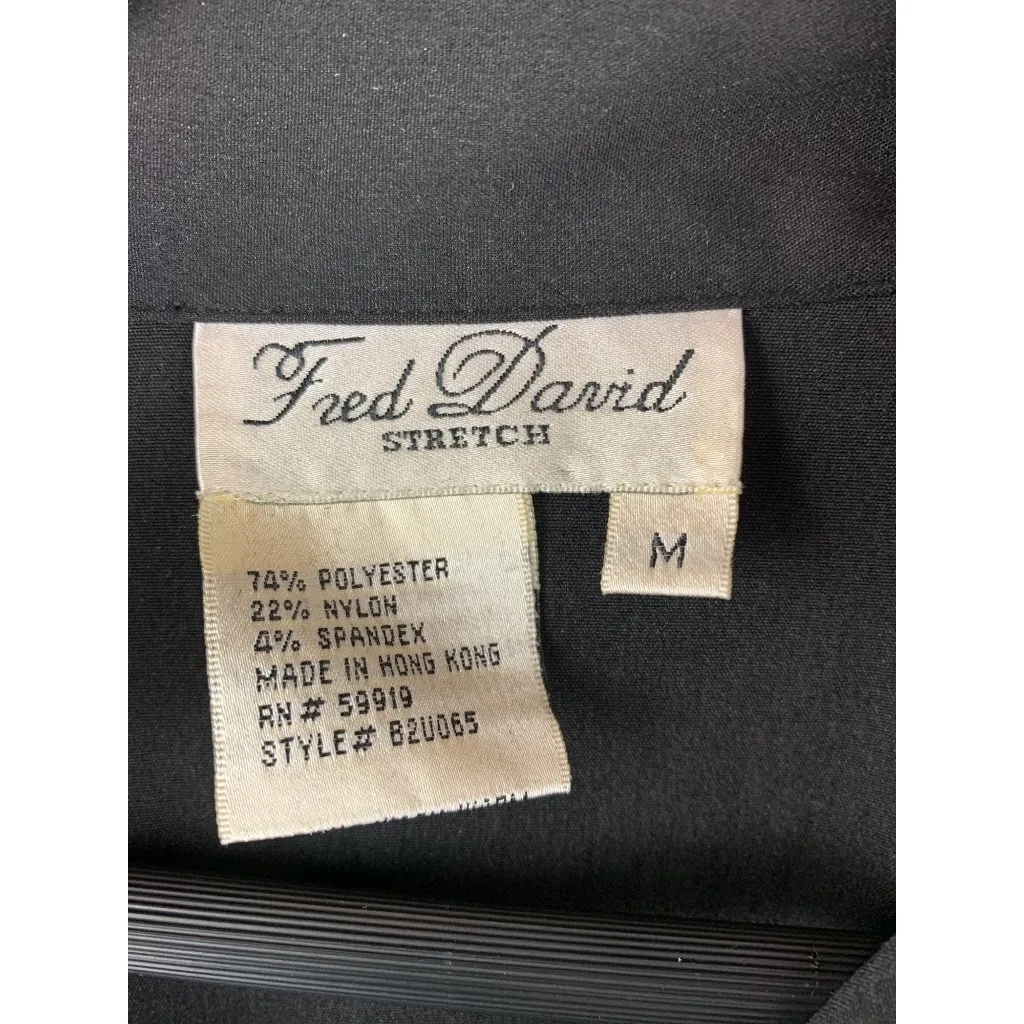 Fred David Womens Stretch Shirt M Black Button-Front Long Sleeve - Image 5