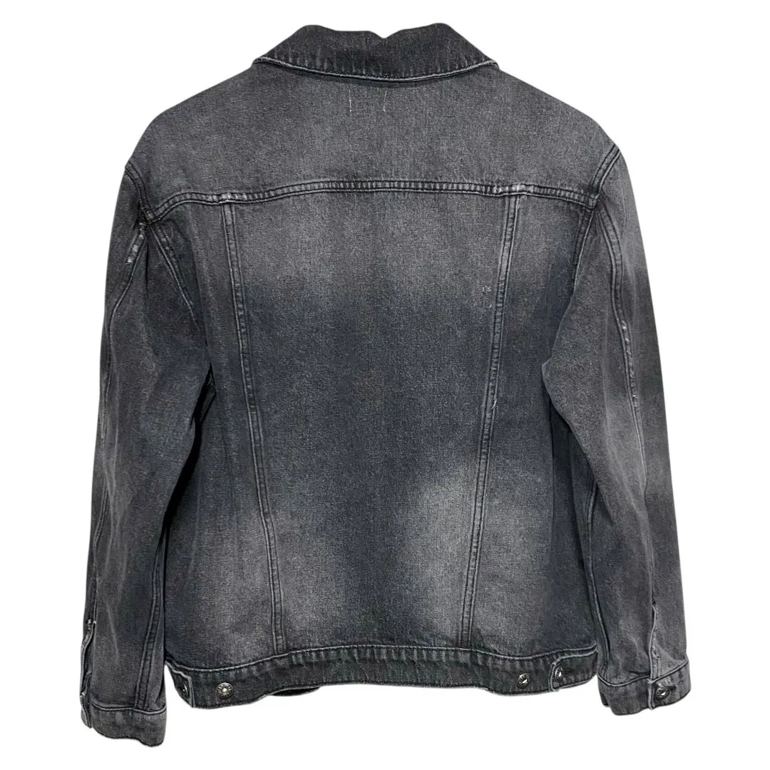 Sneak Peek Women’s Denim Jacket Size Medium Faded Black Distressed Jean Jacket - Image 2