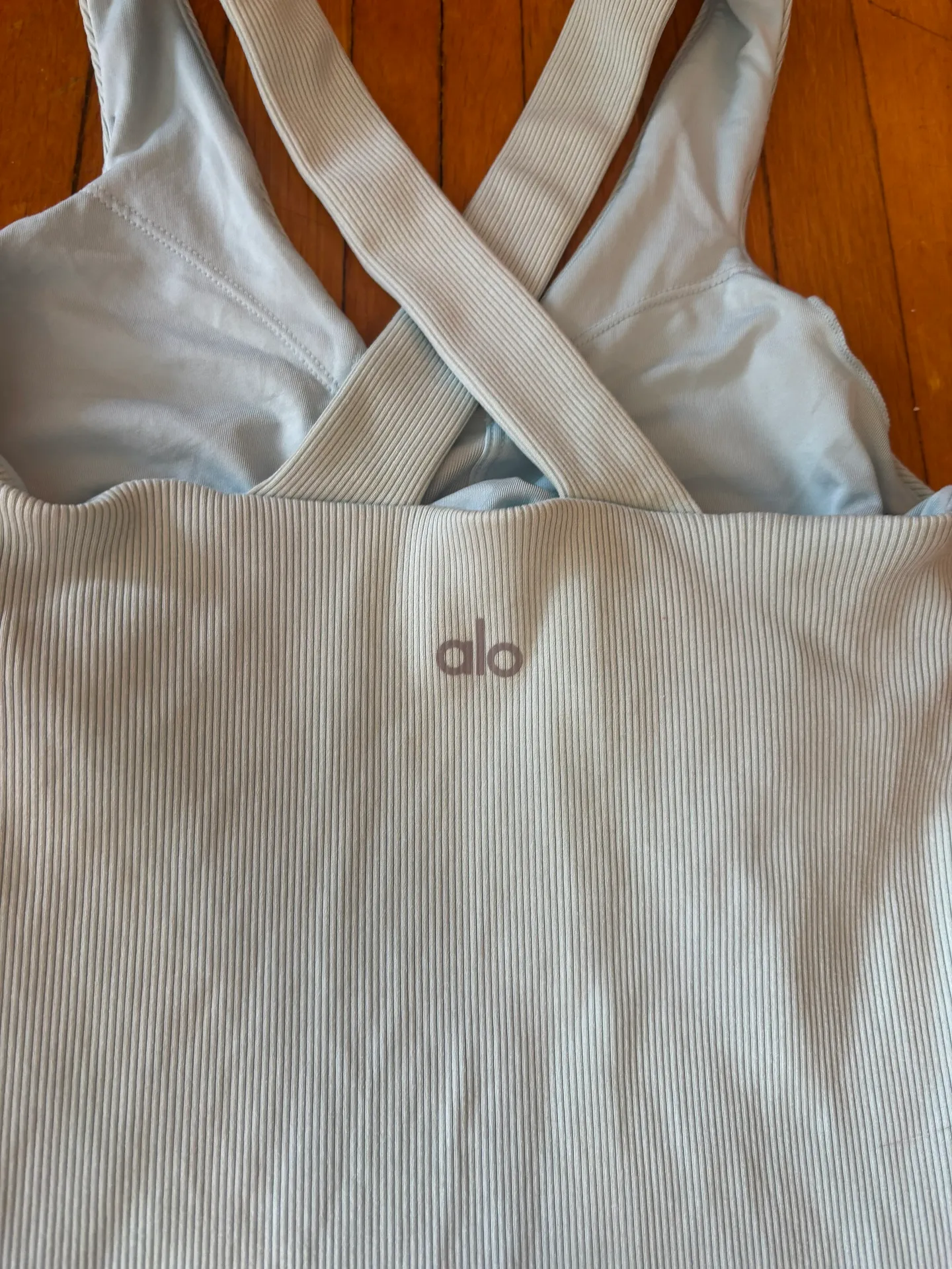 Womens Elevate Ribbed Tank Blue Size S Built in Bra Shelf - Image 3