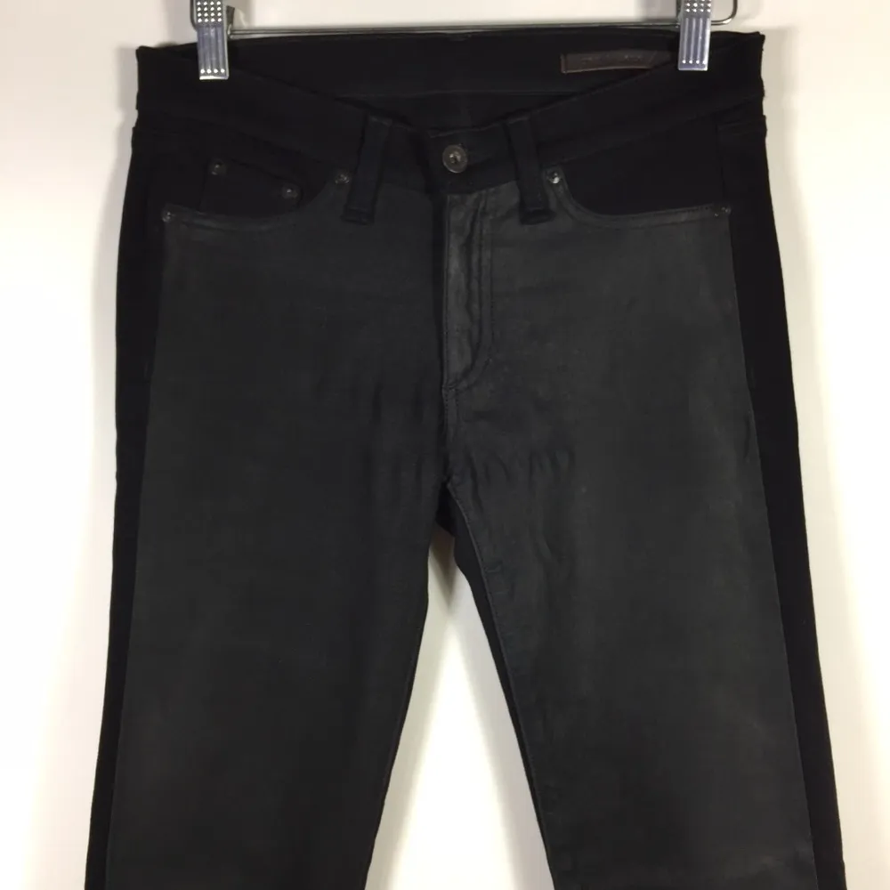 Rag & Bone Hyde Genuine Leather Panel Jeans Size 27 Coal - Image 30