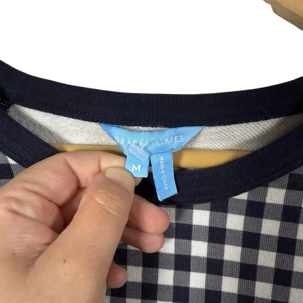 Draper James  Women’s Natalie Gingham Crewneck Sweatshirt Navy/White M - Image 8