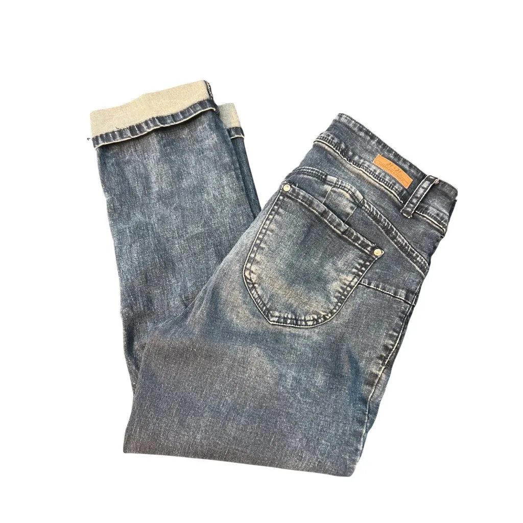 H & H Harmony Havoc Blue Denim Stretch Capri Jeans Ankle Cuffed Size 8 - Image 4