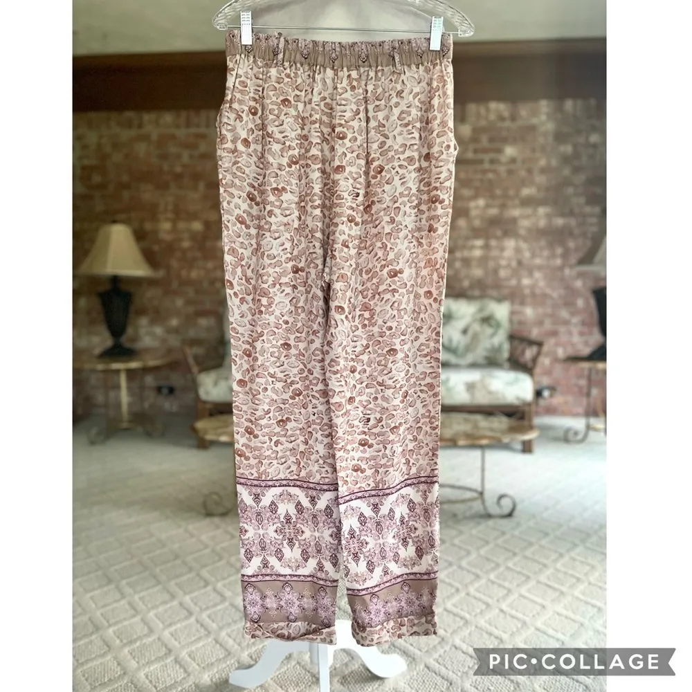 NEW Anthropologie Ollari Cheetah Pants Paisley S Cropped Boho Whimsical Relaxed - Image 10