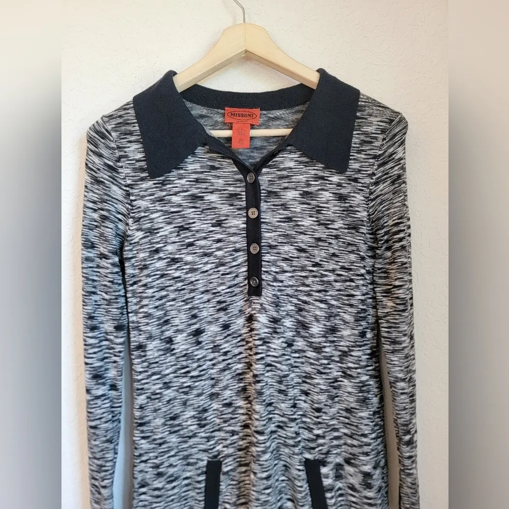 Missoni for target black and whit striped space dye knit shirt dress xs - Image 3