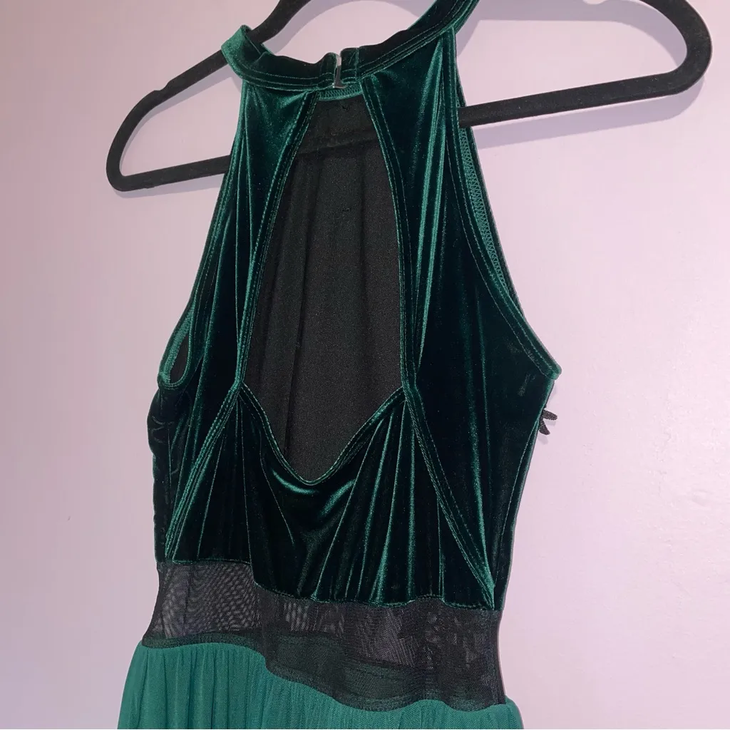 Weissman Dance Costume Velvet Leotard Dress Women M Mesh Skirt Performance Arts Green Size M - Image 6