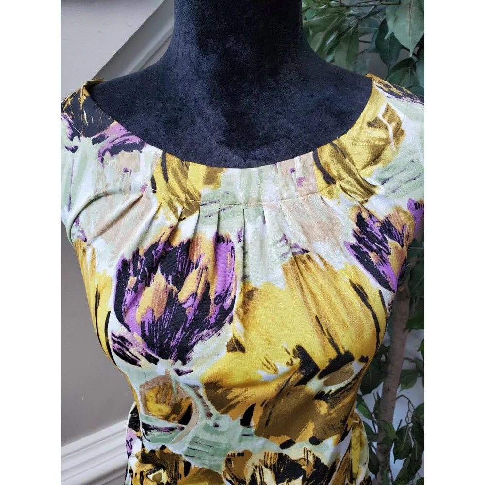 Essentials By Milano Womens Floral Round Neck Sleeveless Knee Length Dress Large - Image 5