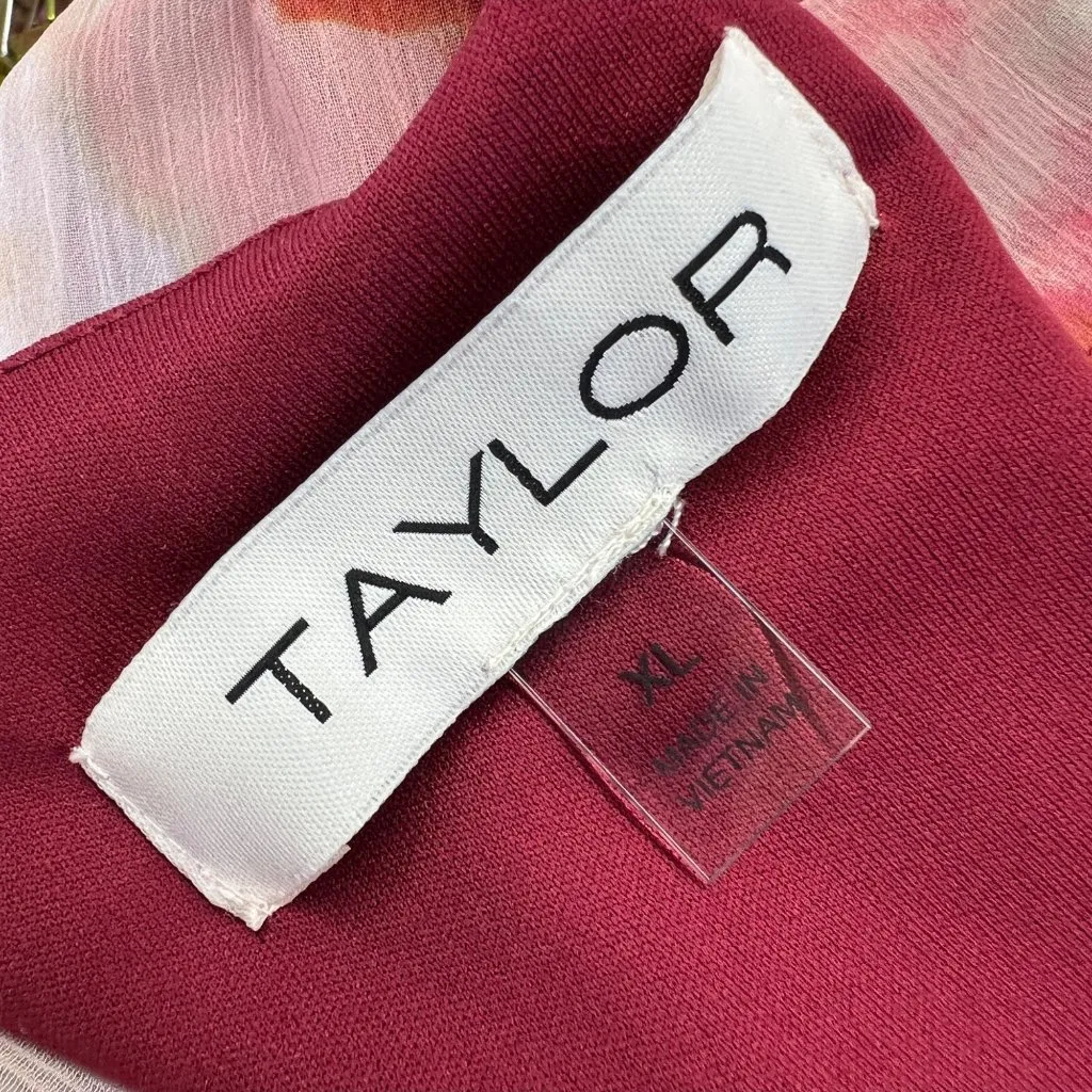 Taylor Printed Wrap Sleeveless Dress Red Pink Floral With Belt Size XL NWT - Image 8
