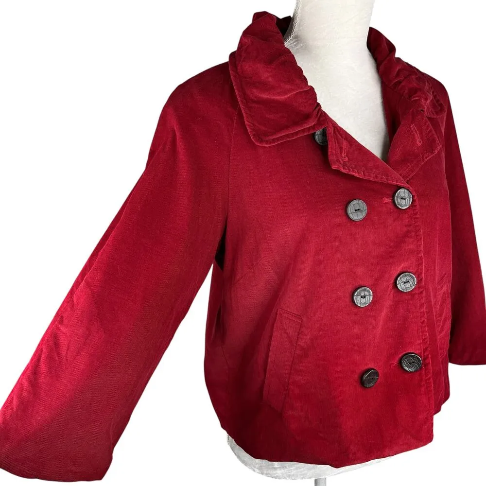 Sandro Red Corduroy Blazer Large Petite PL Y2K Career - Image 3