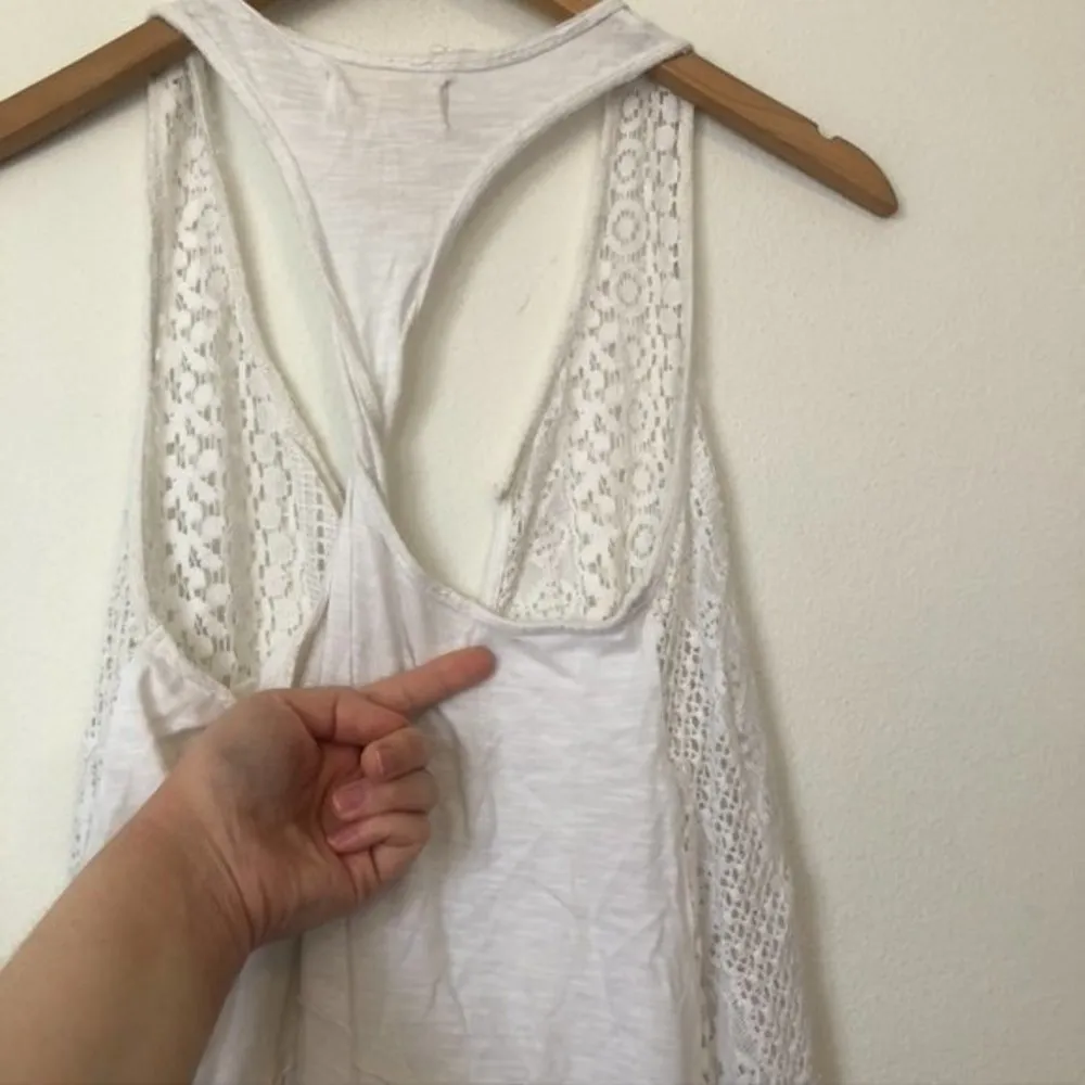 HOLLISTER Lace Twist Back Tank Solid White Crochet Cotton Boho Top JUNIORS XS - Image 12