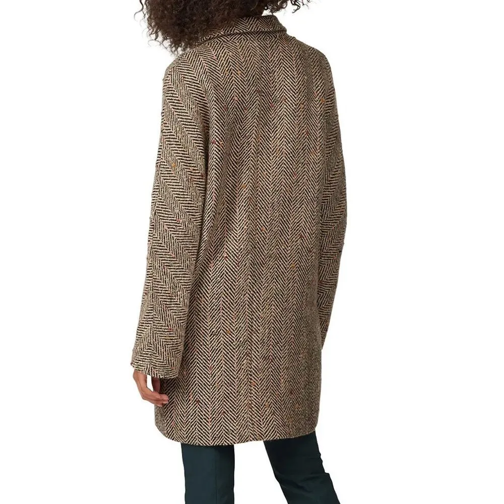 ASTR Wool Blend Keller Coat Size S — Herringbone Tan Black Wool Jacket - Image 2