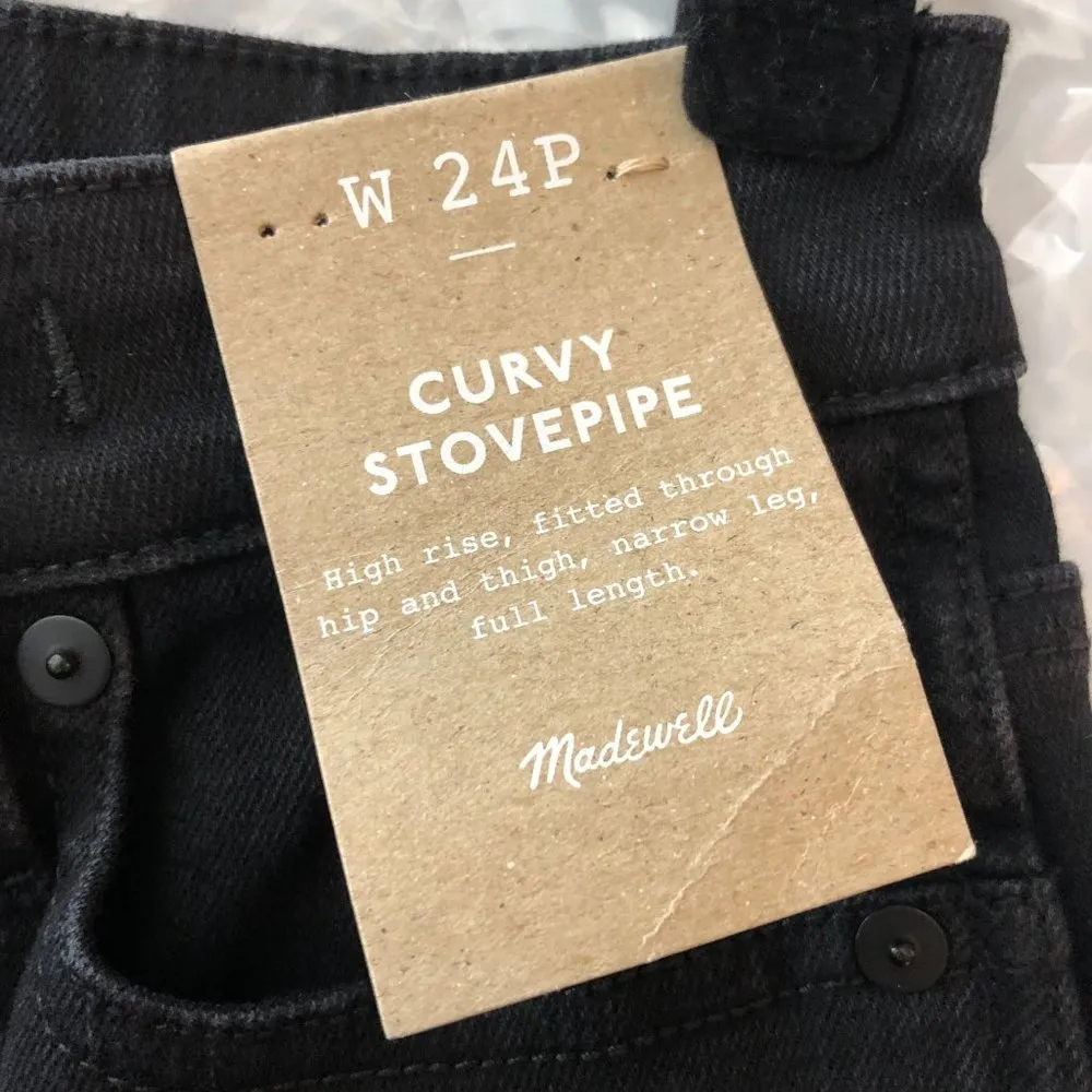 Madewell Womens The Petite Curvy Stovepipe Jeans Black Rinse Wash 24 Petite - Image 5