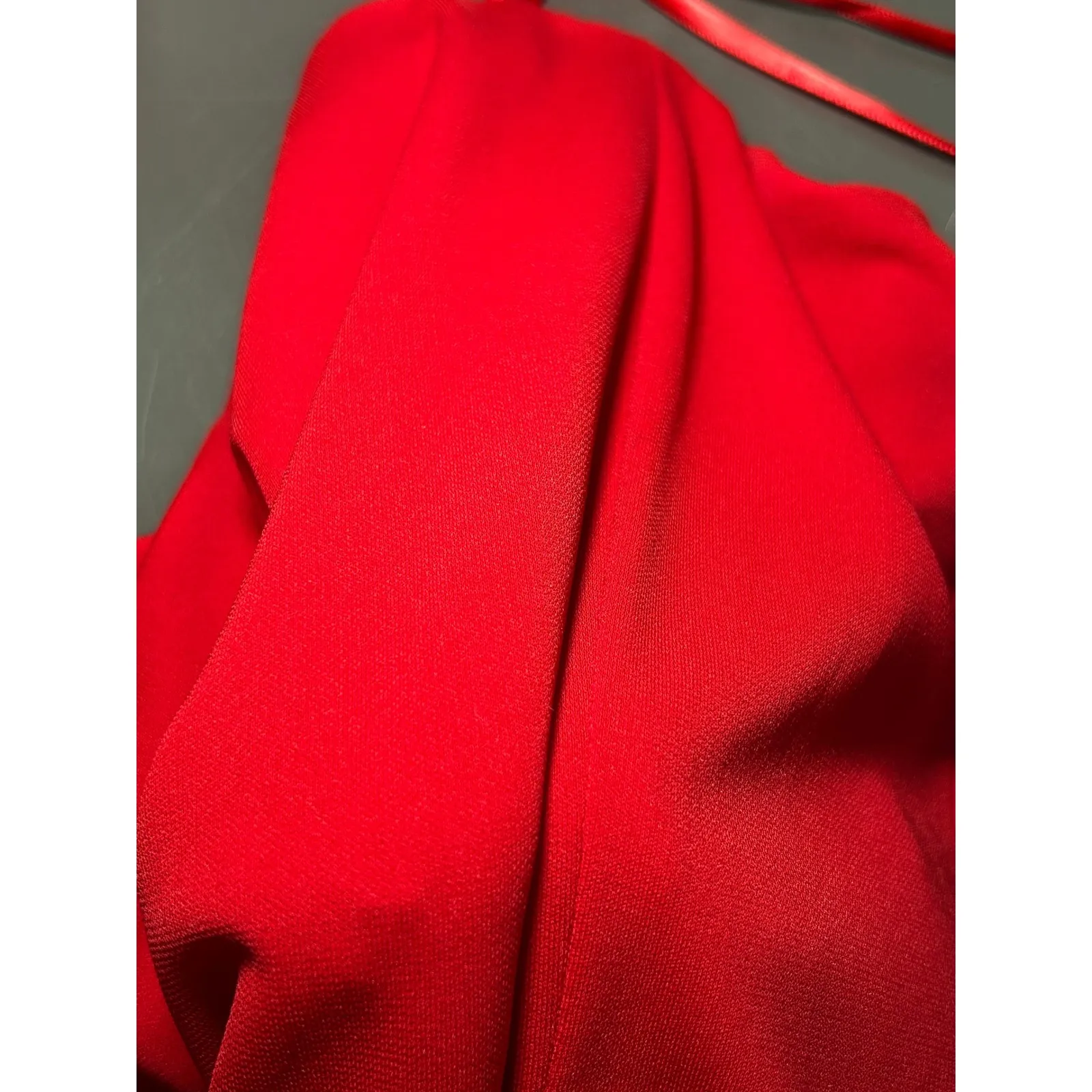 Cache Bianca Nero Red Strapless Asymmetrical Hem Dress Size M Vintage Y2K - Image 5