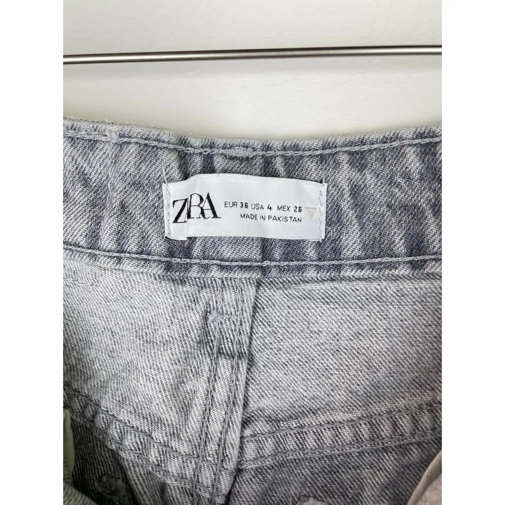 Zara Grey Heavyweight Denim Jeans w/ Distressing Size US 4, Eur 36 - Image 6