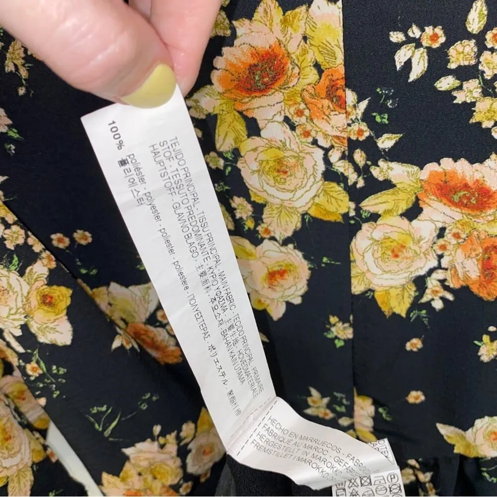 Zara 8411/154 Fall Black Yellow Peach Floral Romper Asymmetrical Skirt XS - Image 11