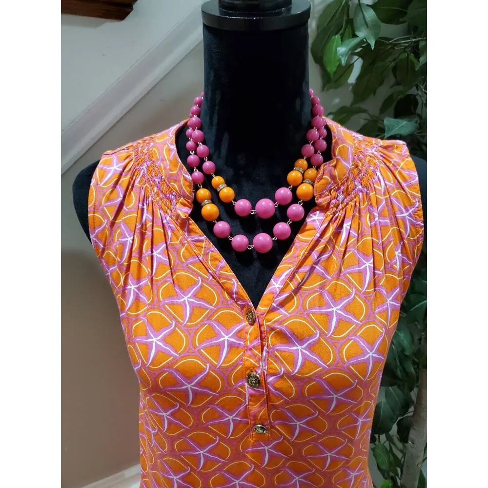 Escapada Women's Orange 100% Rayon V-Neck Sleeveless Pullover Top Blouse Small - Image 2