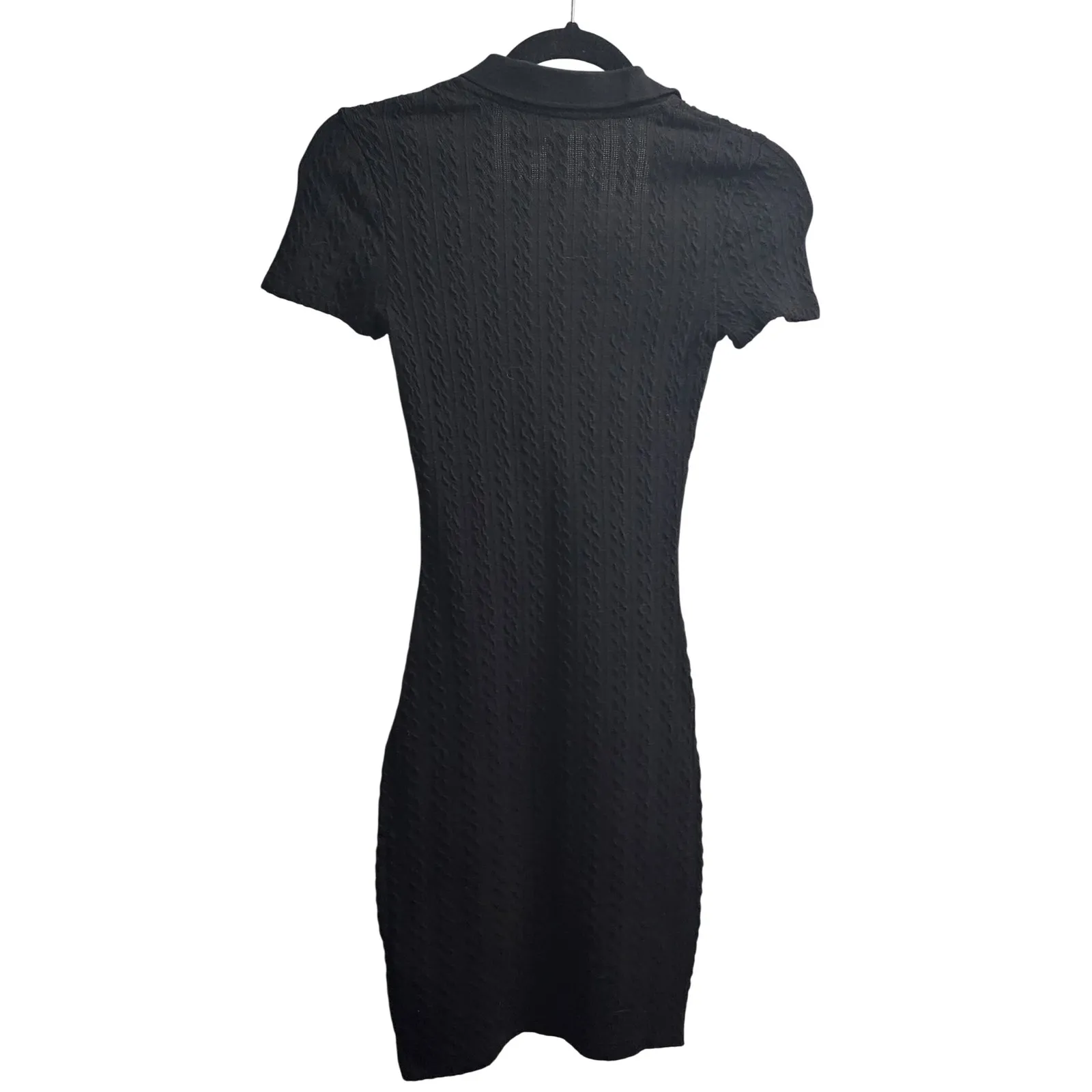 H&M Divided Black Textured Bodycon Mini Dress Short Sleeve XS‎ - Image 4