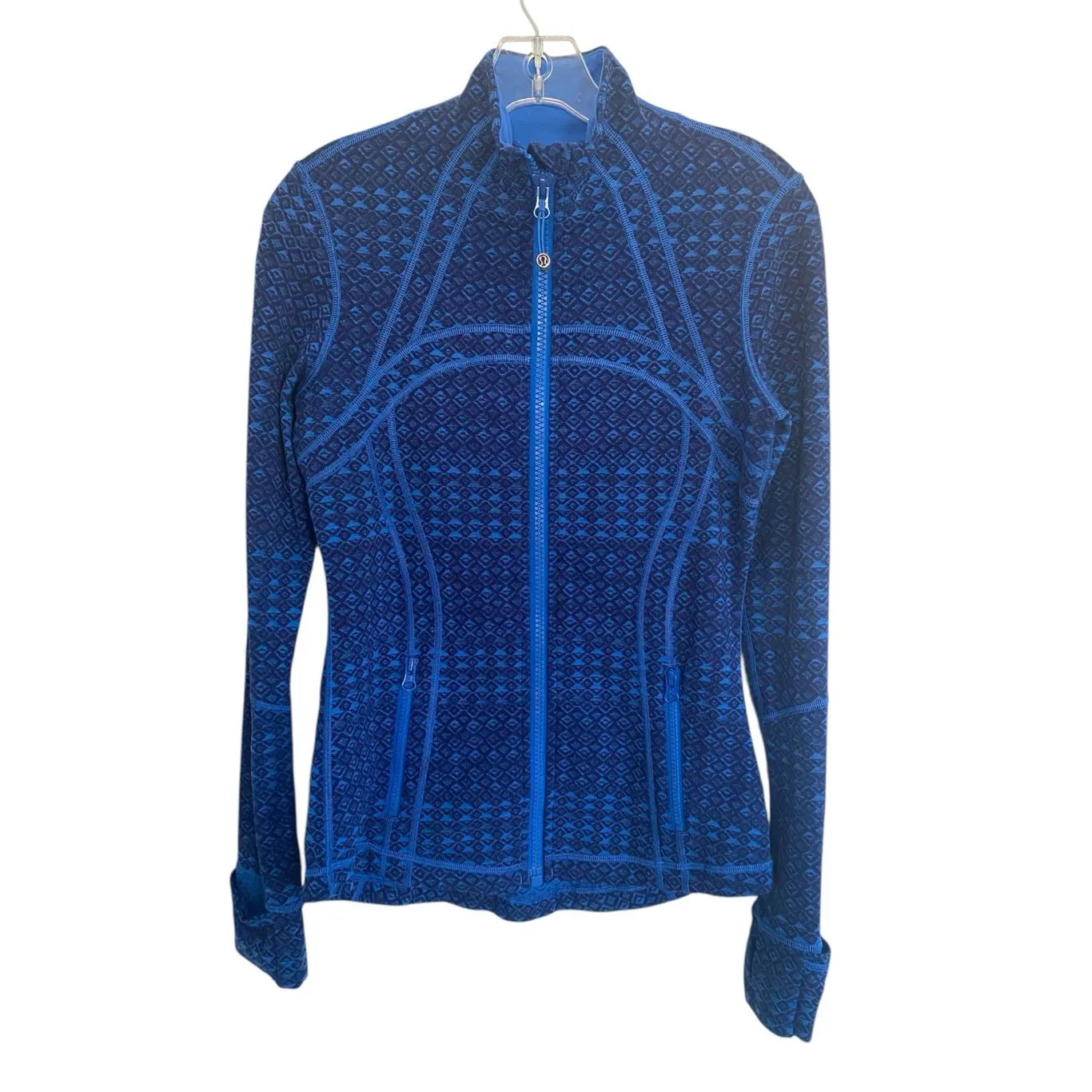 Lululemon Define Jacket Triometric Stripe Blue Full Zip Sz 8 - Image 4