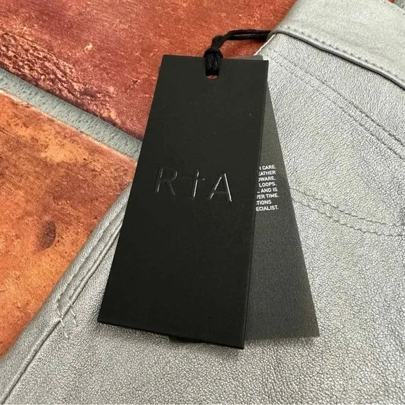 NWT RtA Lambskin Stretch Madrid Leather Pants Silver Size 24 - Image 2