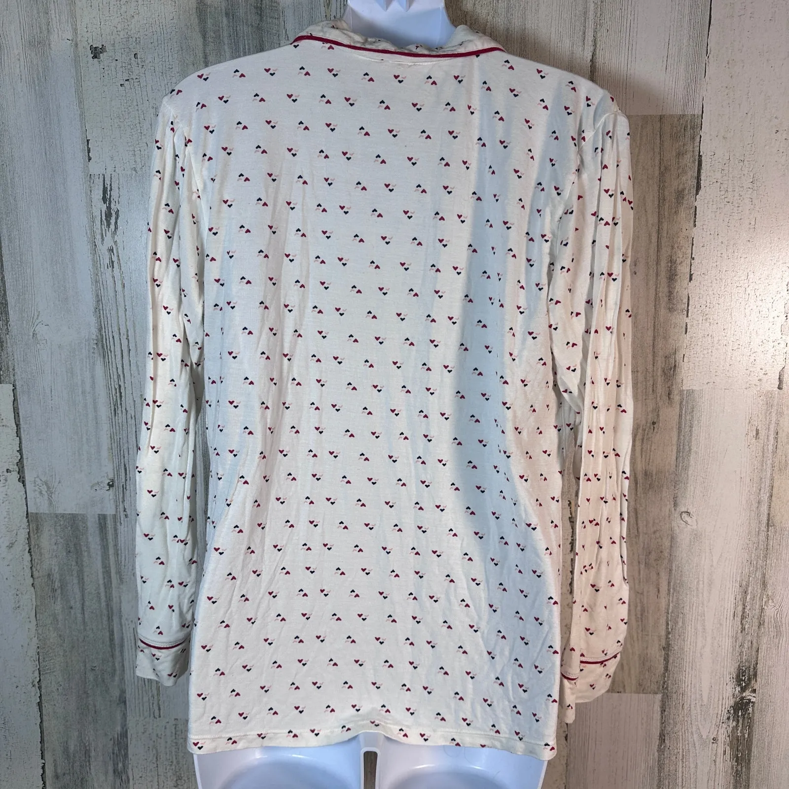 Eberjey Pajama Top White w/ Hearts TENCEL Modal Sz SX | MSRP $148 - Image 2