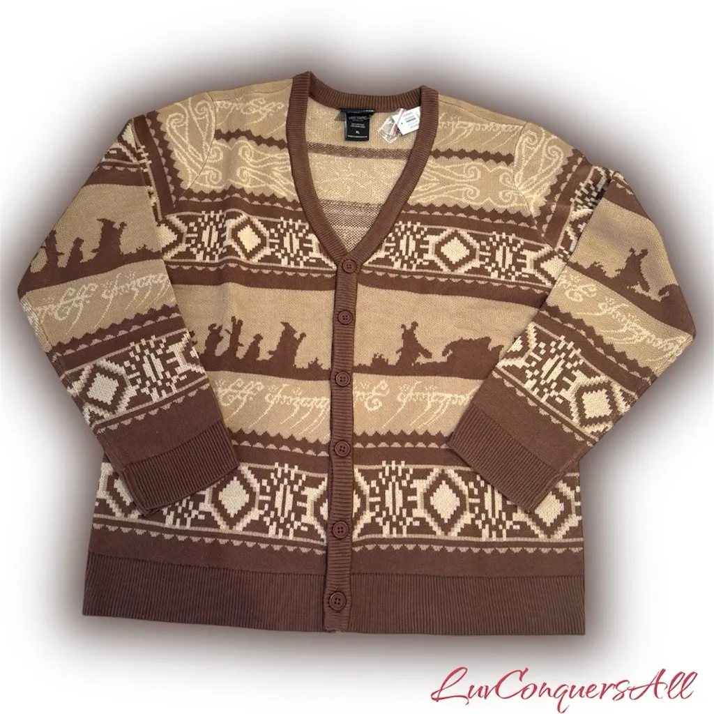 The Lord Of The Rings Silhouette Fair Isle Cardigan (Unisex XL) - Image 2