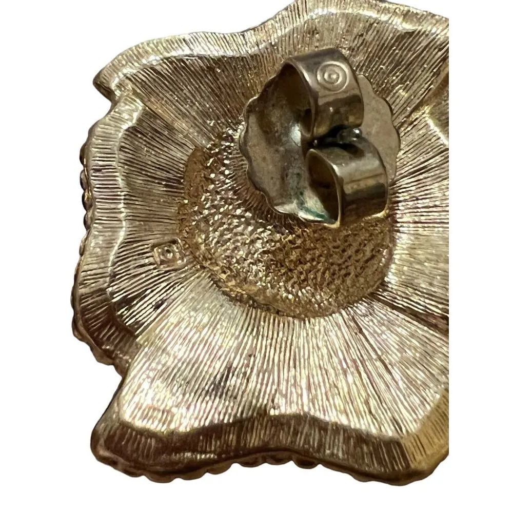 Vintage Avon pierced earrings fashion fan love knot gold tone 1.25" - Image 4