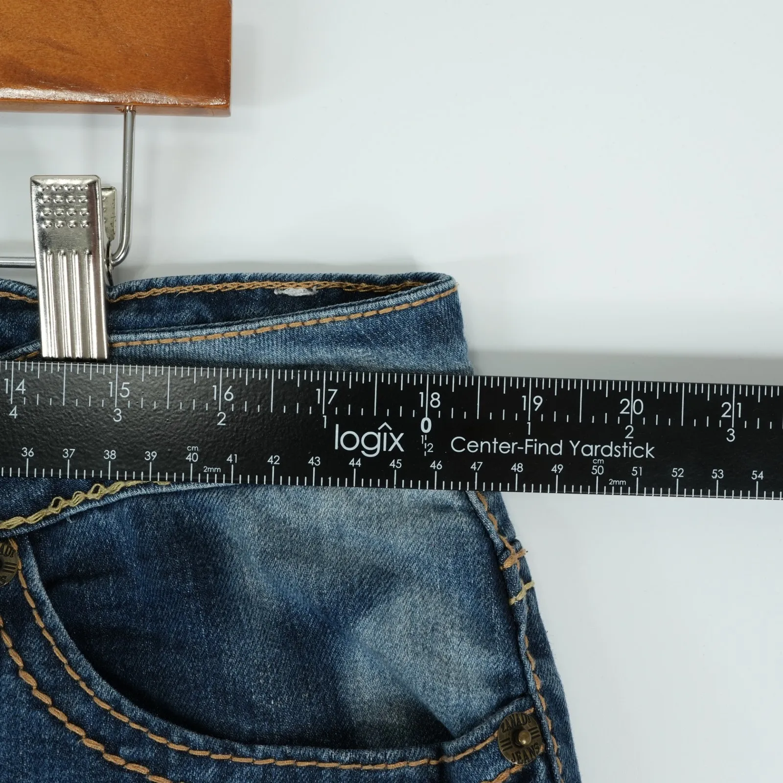 Vtg Zanadi Jeans Womens 18 (36x31.5) Blue Denim Cross Bling Embroidered Y2K - Image 8