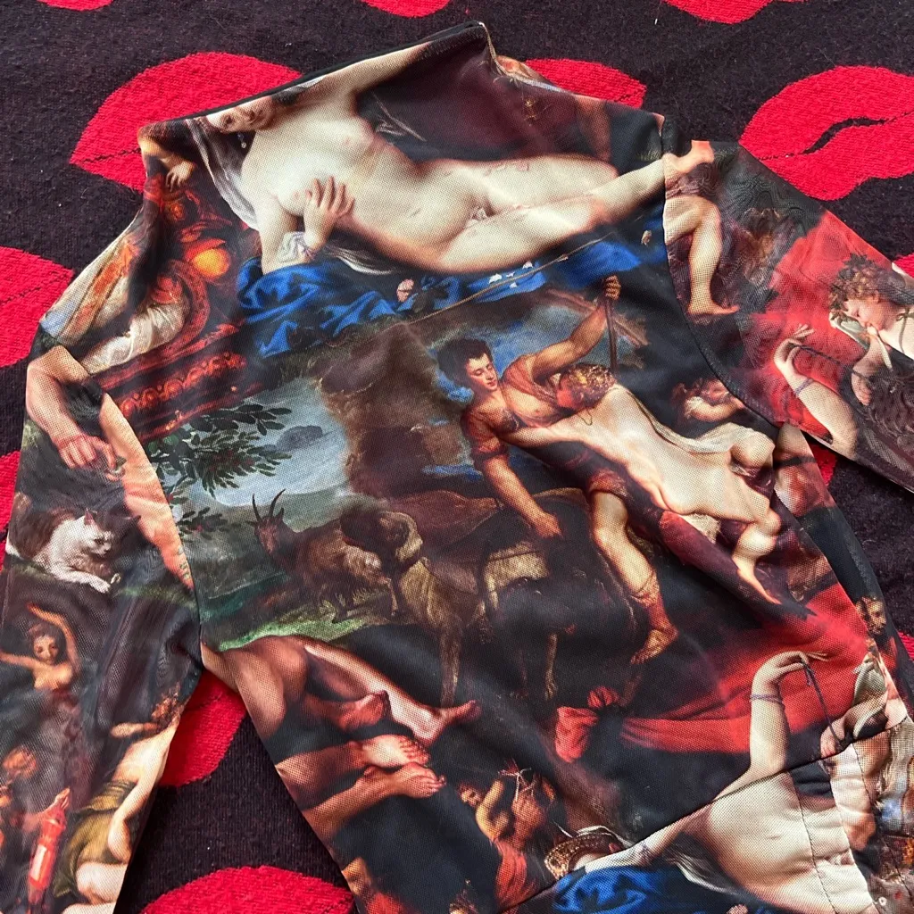 I saw it first nude artwork mesh Bodycon dress US 10 - Image 2