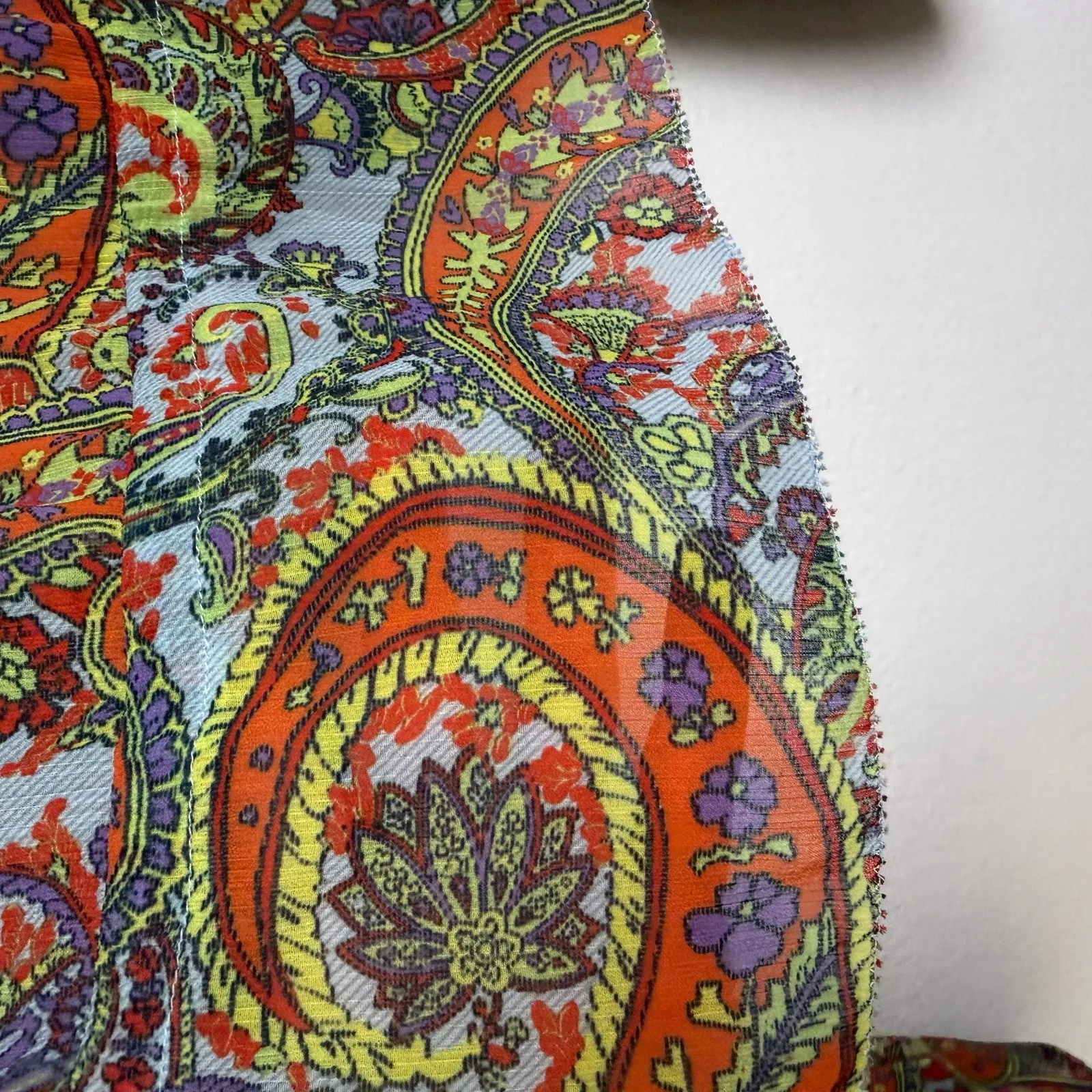 L'Agence Pixie Bohemian Blouse Womens Small Paisley Long Sleeve Boho Cinch Tie - Image 8