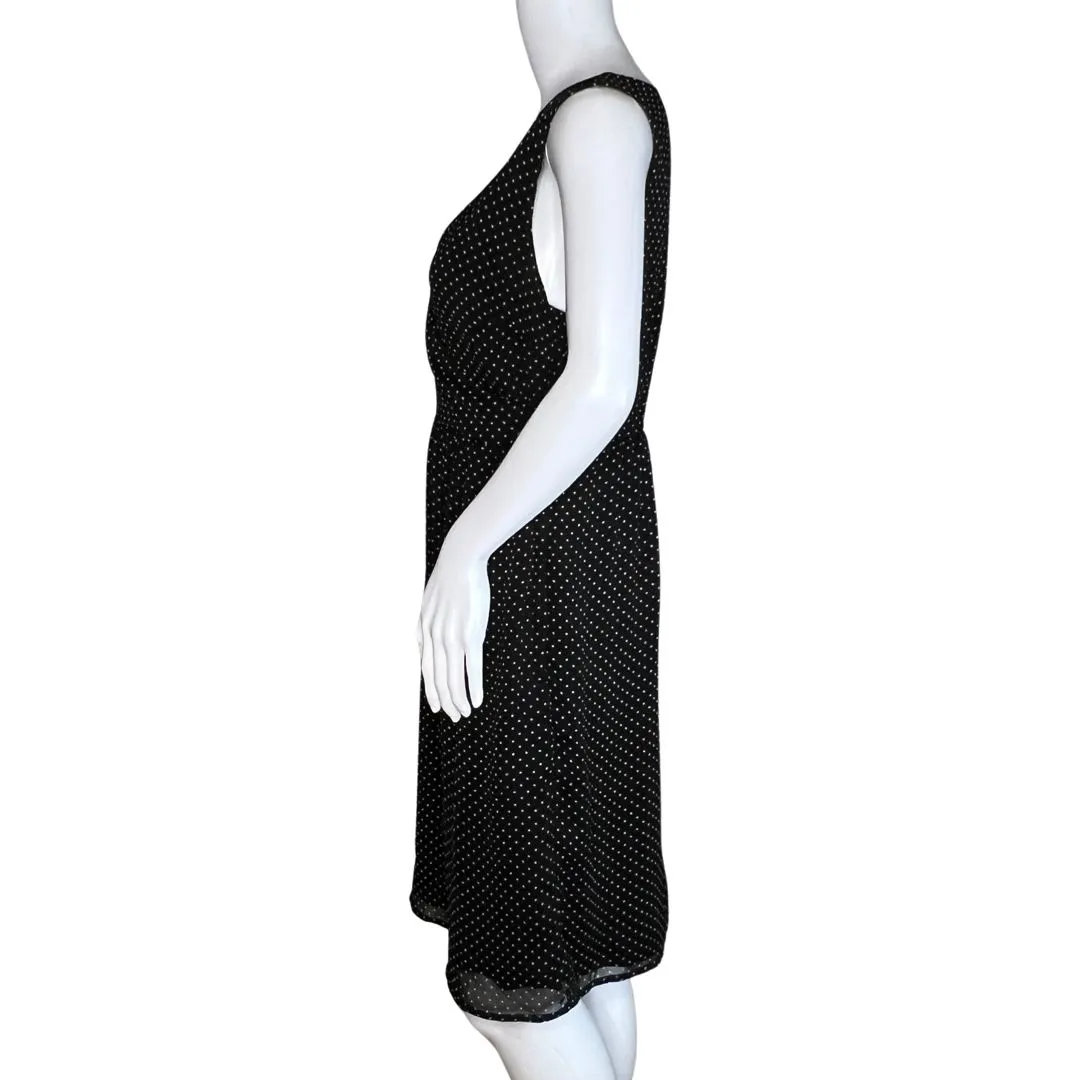 Merona Dress Womens Medium Black White Polka Dots Fit & Flare Preppy Classic‎ - Image 3