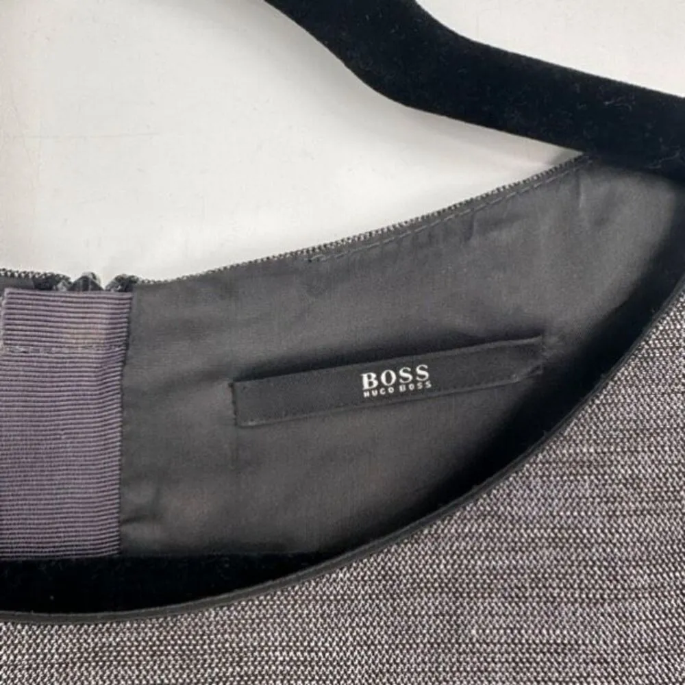 Hugo Boss Womens Linen Blend Cap Sleeve Pleated Sheath Dress Heather Gray Size 6 - Image 3