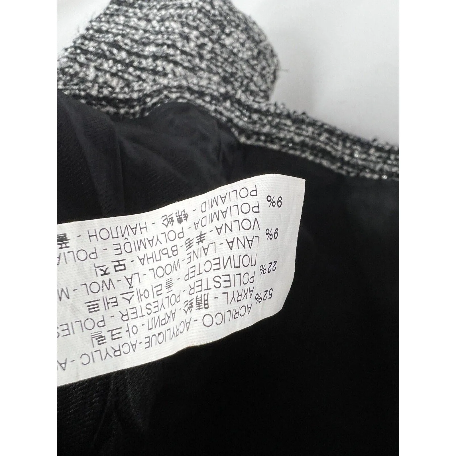 Zara Tweed‎ Blazer One Button Heather Gray Black Long Sleeve Pockets Size Large - Image 5