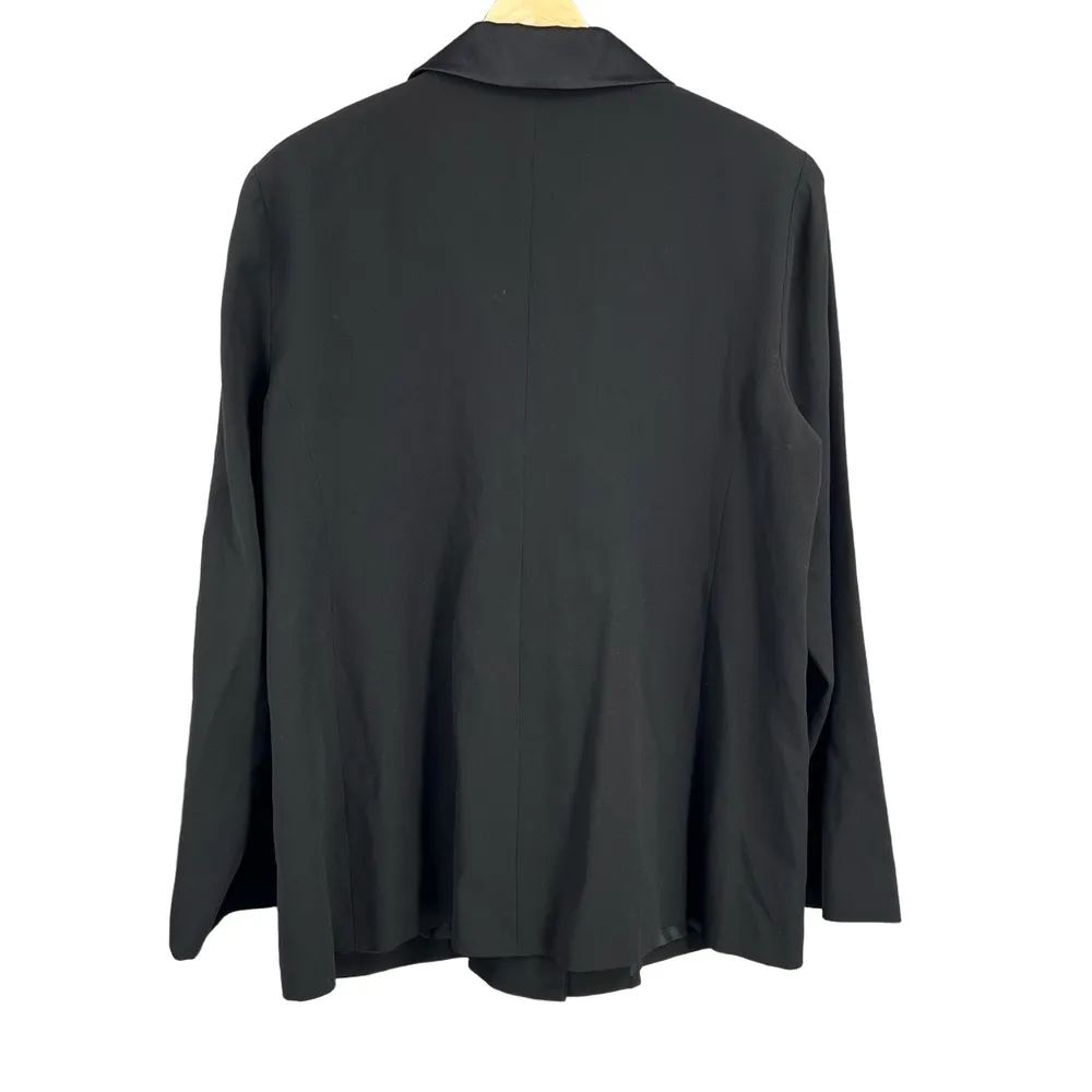Eileen Fisher Black Jacket Blazer Silk Minimalist  Office Formal Classic Large - Image 3