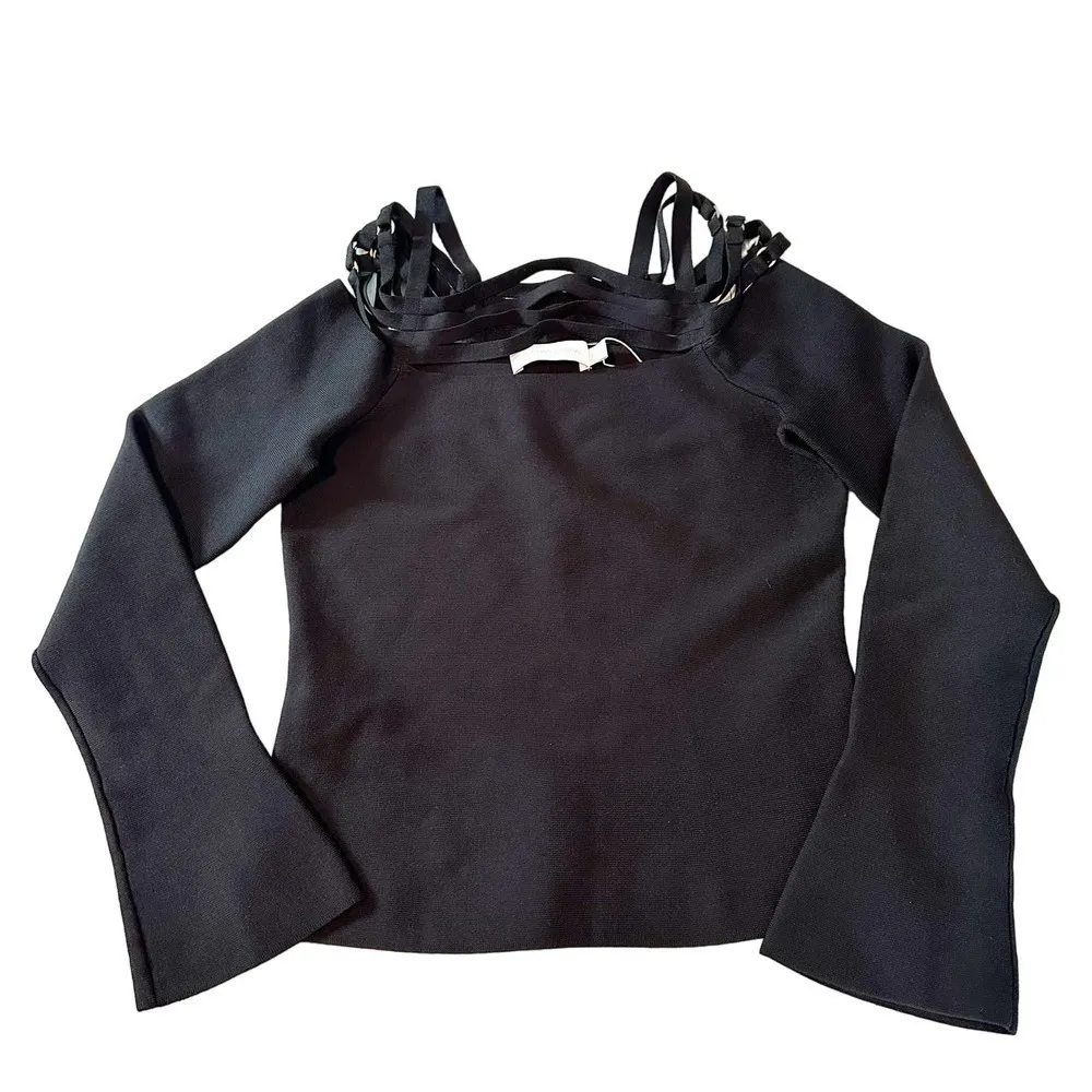 Jonathan Simkhai Sarah Ribbed Halter Top Size XS Black - Image 3