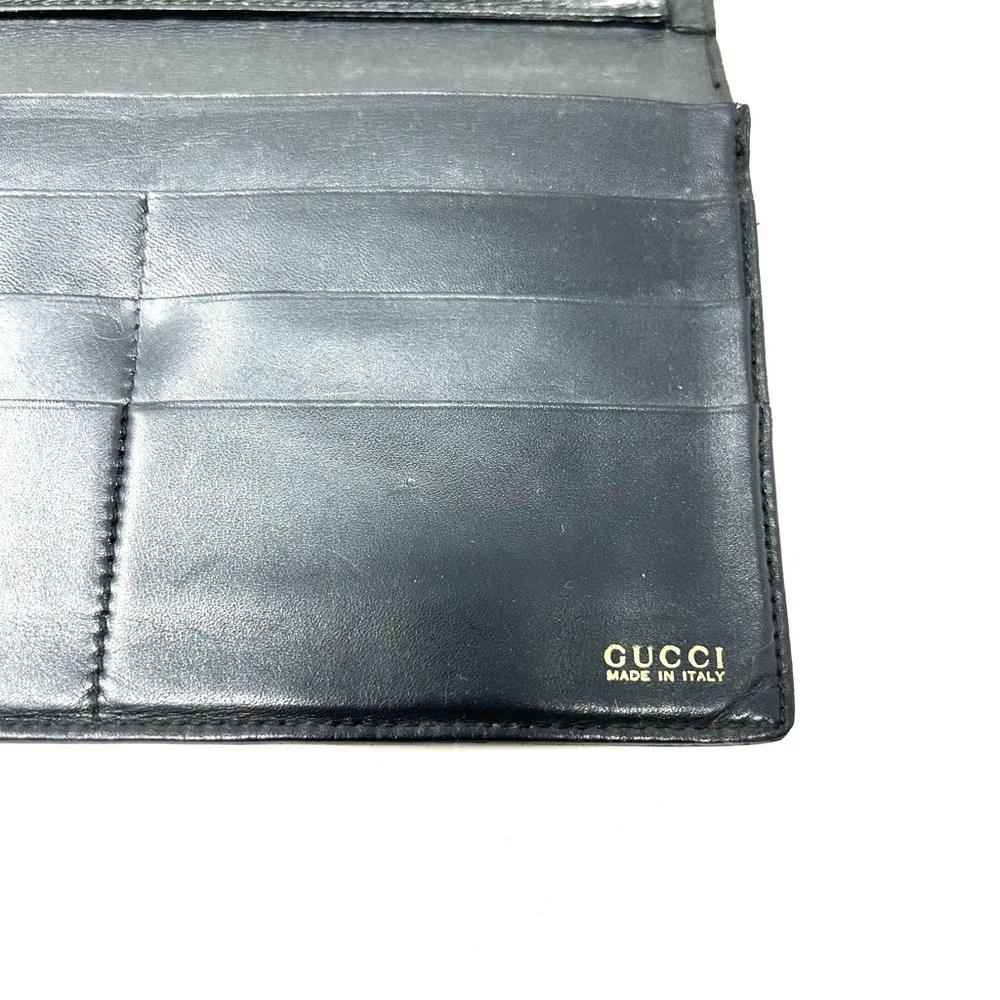 horsebit black leather trifold vintage wallet, made in Italy - Image 10