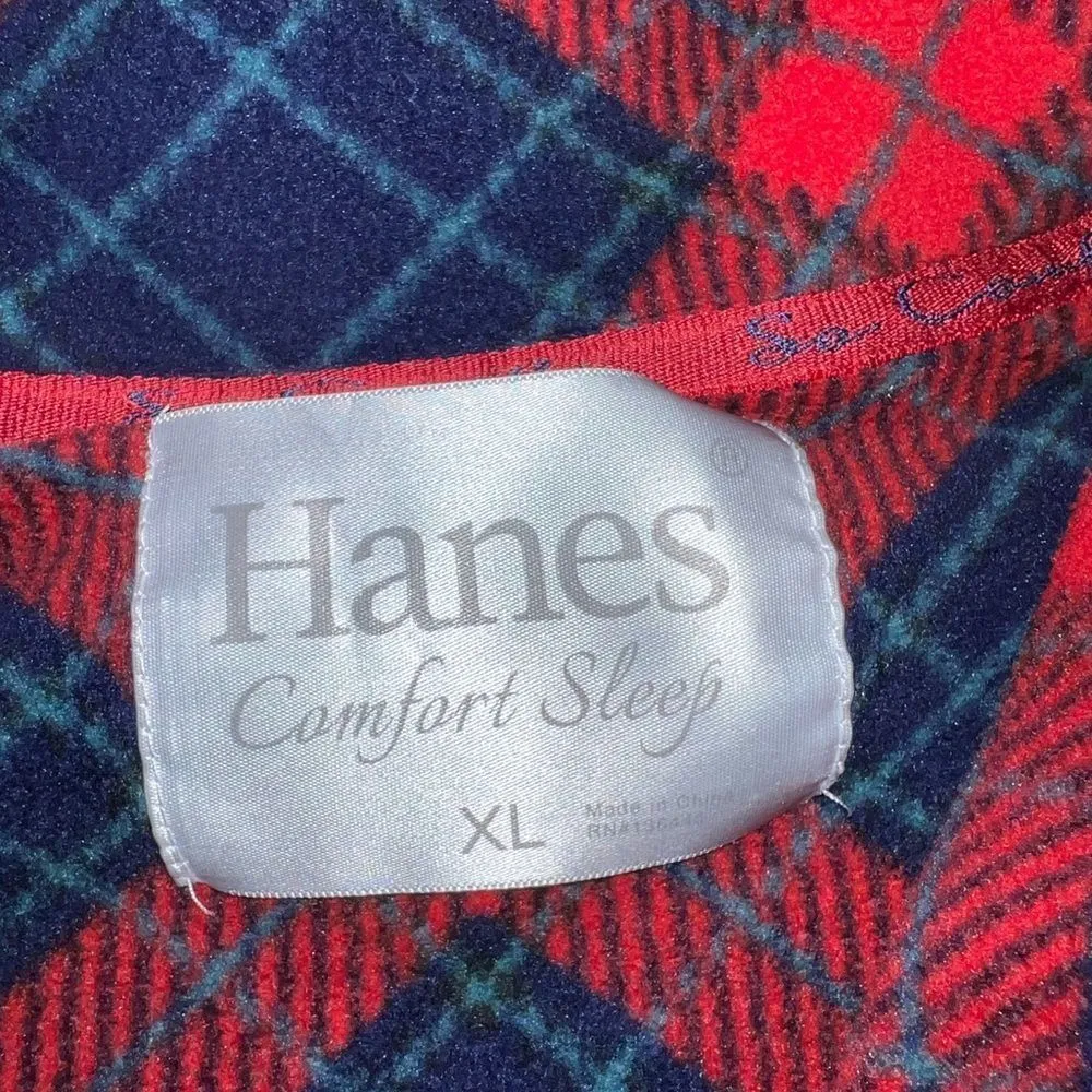 Hanes 2 pc soft red and navy blue flannel pj set - Image 6